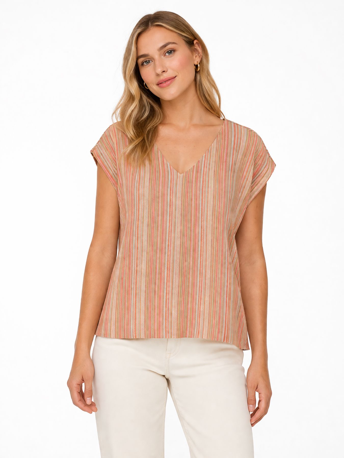 Vero Moda VMDEMI SS V-NECK TOP JRS GA Langoustino/Demi 00112922-EKA26011400003492