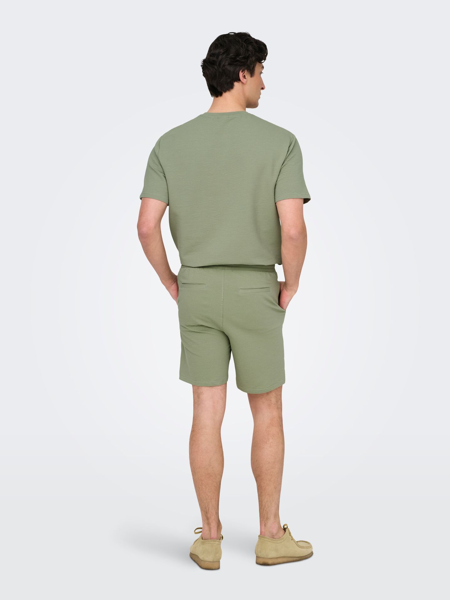 Only & Sons ONSKIAN LIFE REG SEERSUCKER SHORTS Seagrass 2900165413036