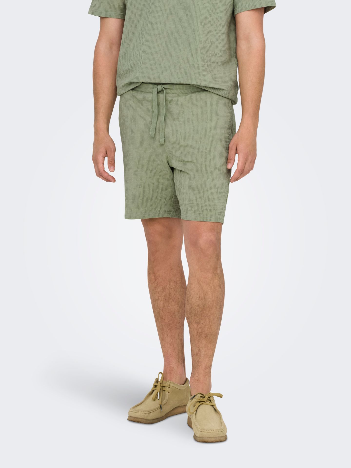 Only & Sons ONSKIAN LIFE REG SEERSUCKER SHORTS Seagrass 00112997-EKA26011400003391