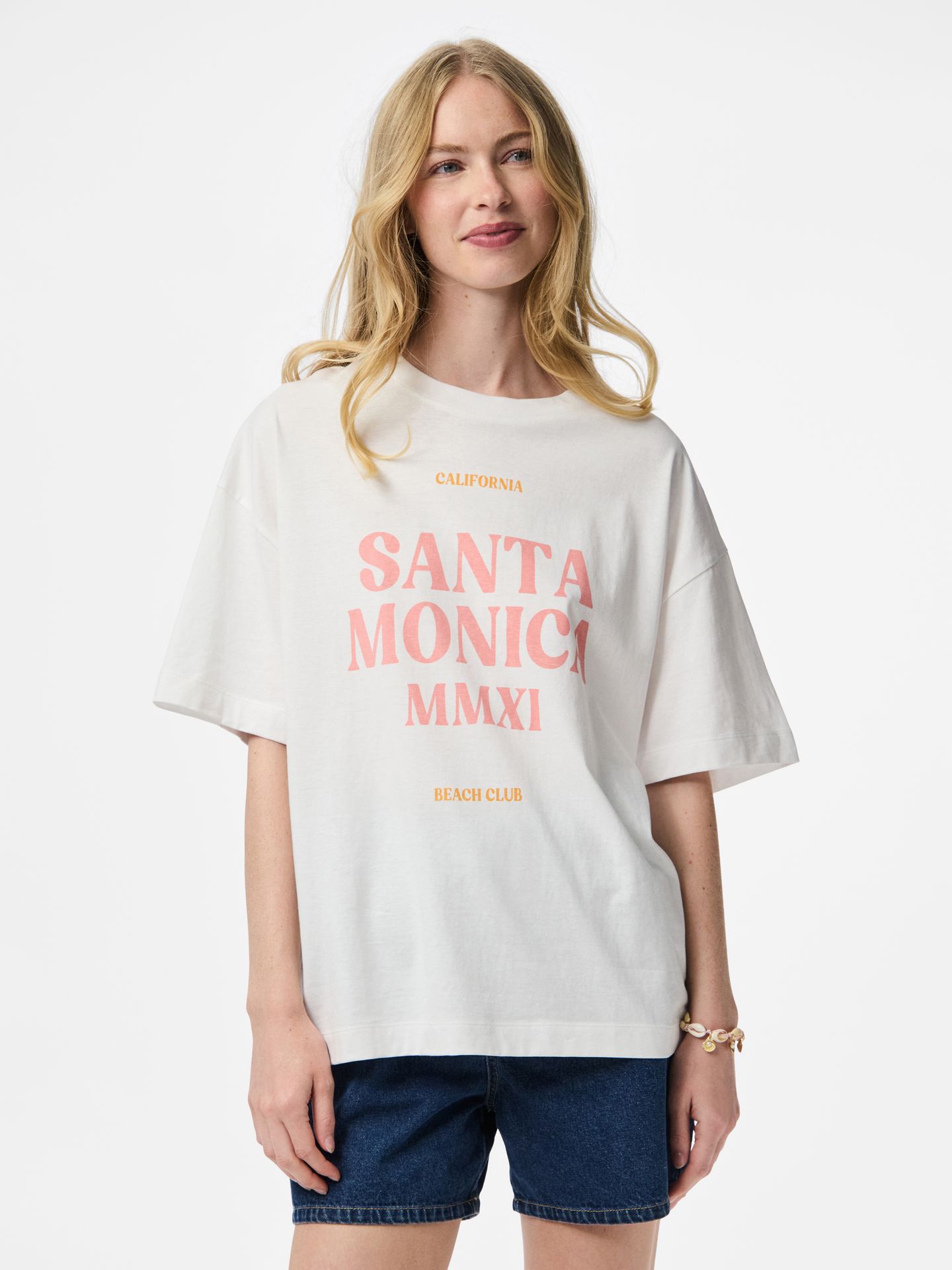 Pieces PCCLAUDE SS PRINTED T-SHIRT JRS BC Bright White/LIMONI 2900155991056