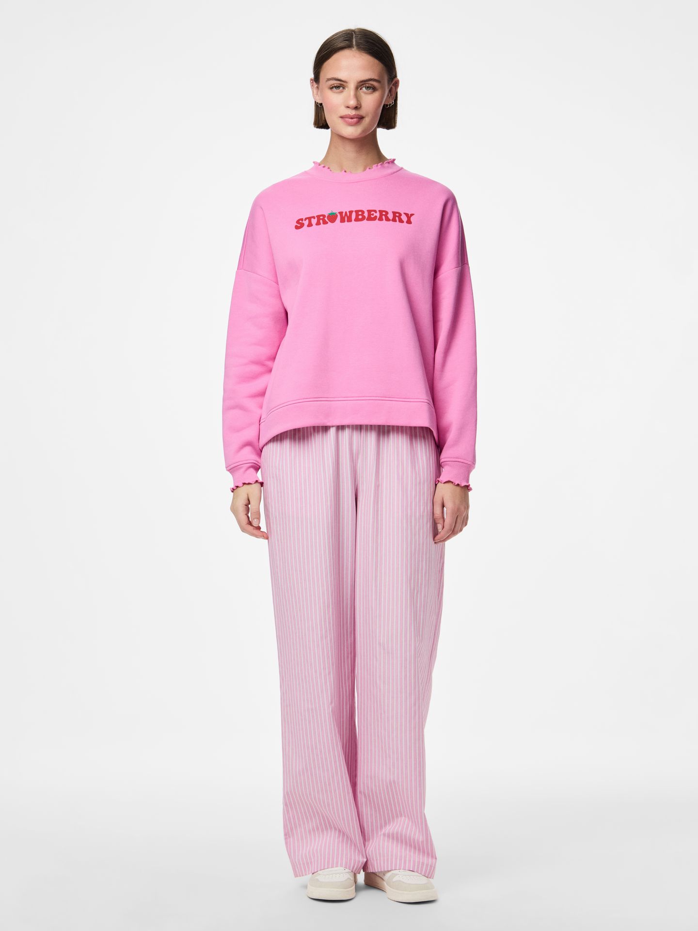 Pieces PCMALIAH LS PRINT SWEAT BC Fuchsia Pink/Strawberry 2900156050028