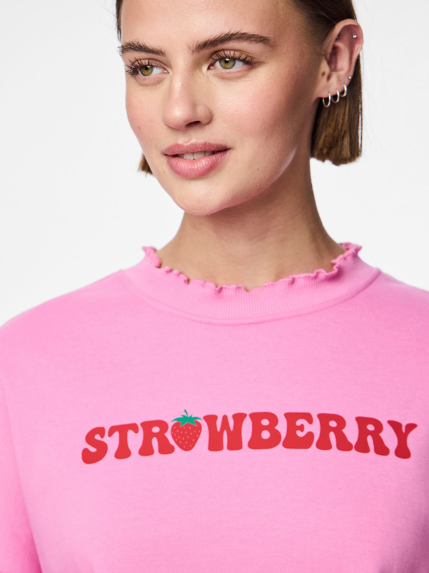 Pieces PCMALIAH LS PRINT SWEAT BC Fuchsia Pink/Strawberry 2900156050028