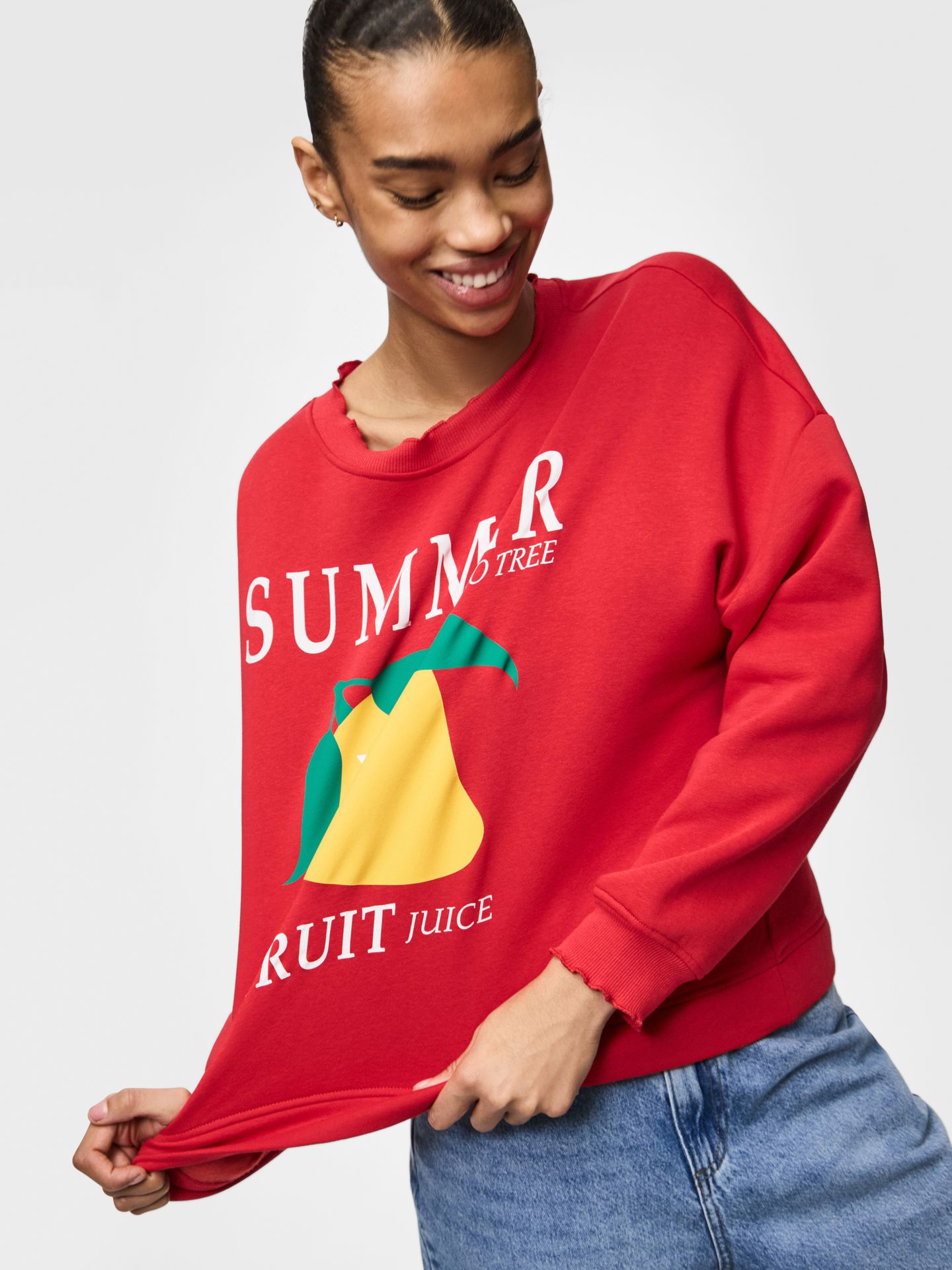 Pieces PCMALIAH LS PRINT SWEAT BC True Red/Mango 2900156051025