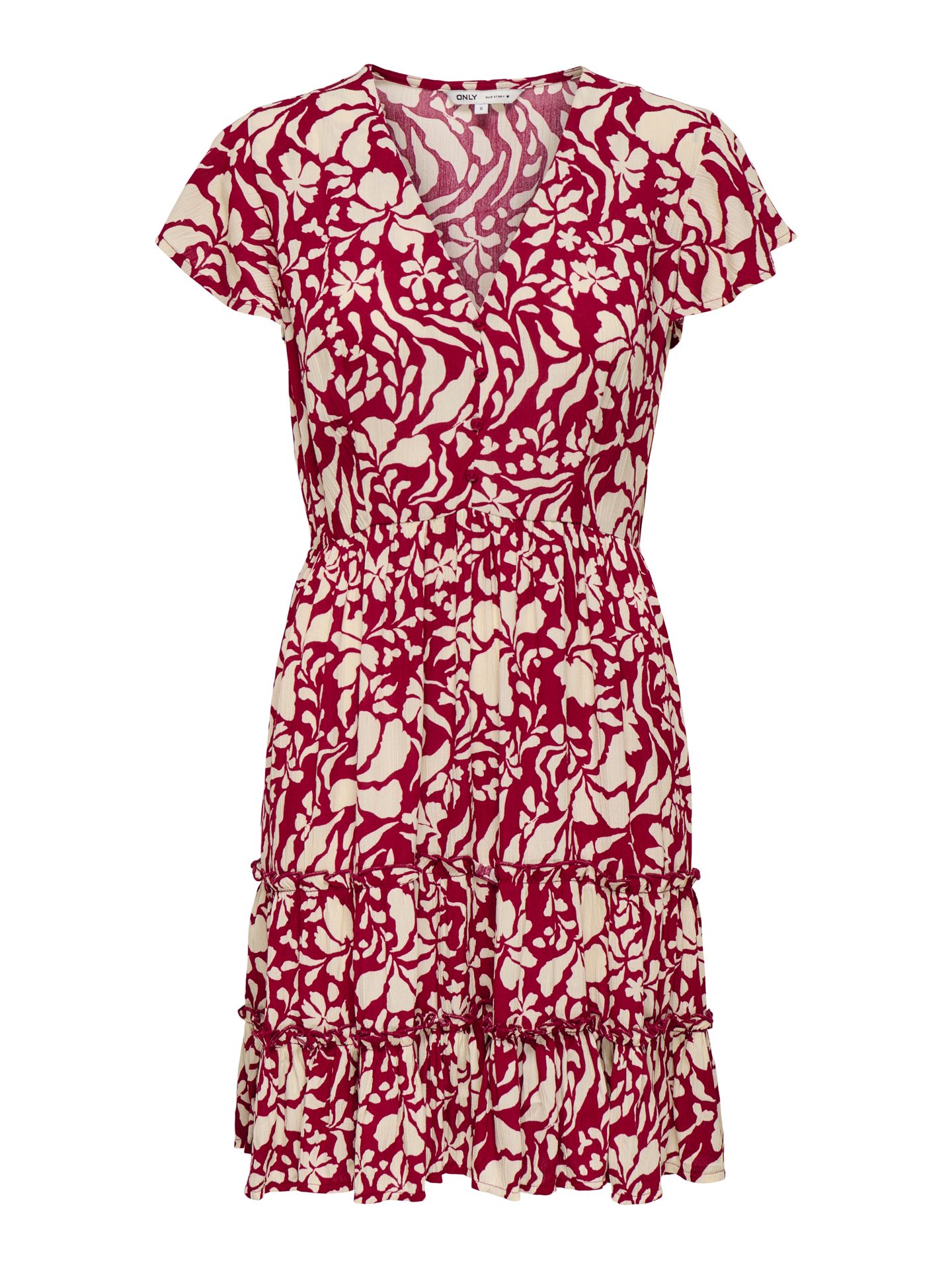 Only ONLCLAUDETTE LIFE SS MINI DRESS WVN Merlot/NARRI PRINT 00113052-EKA26011400002892
