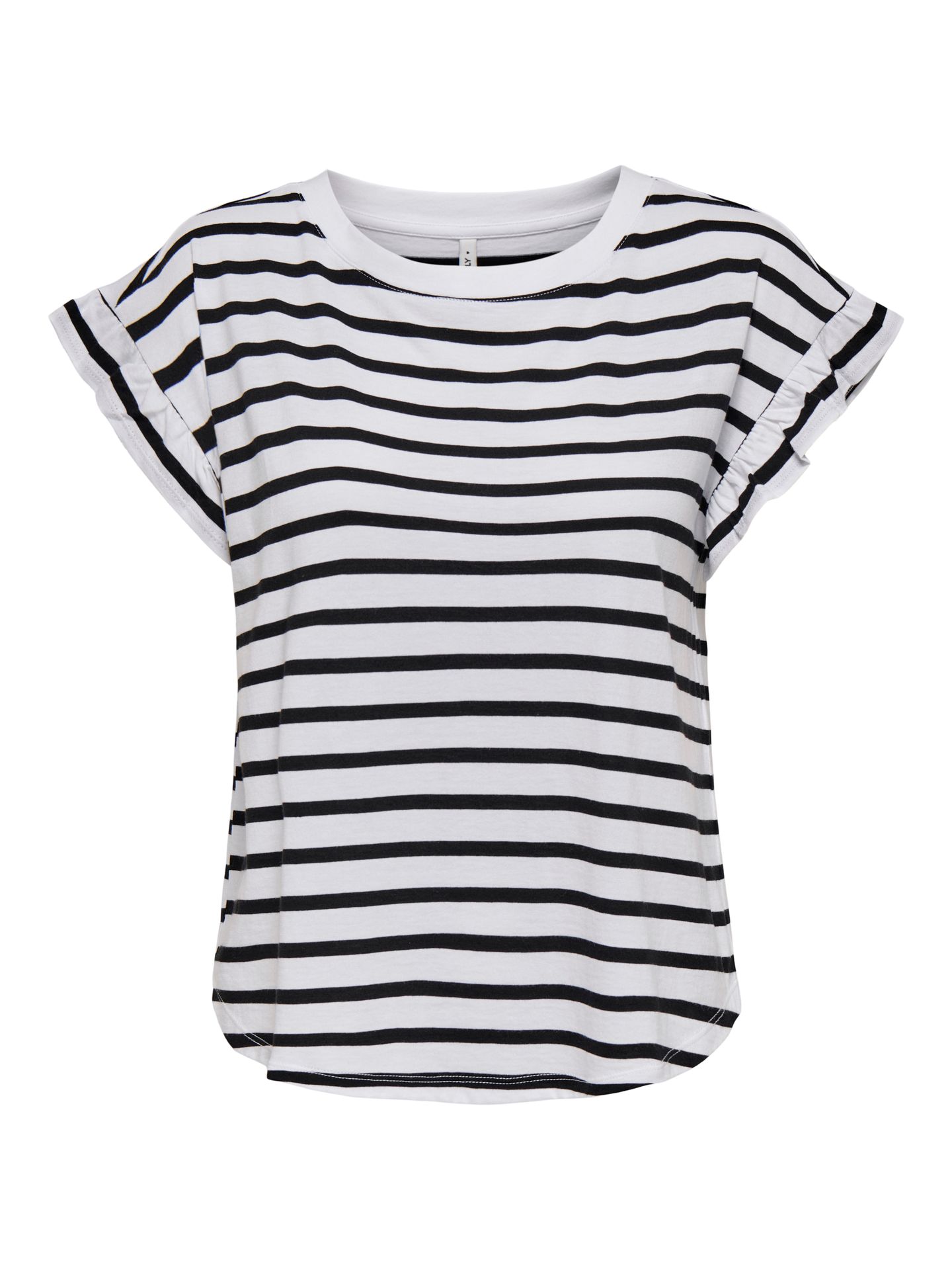 Only ONLGRAPE S/S FRILL O-NECK TOP JRS Bright White/HEART 2900156157017