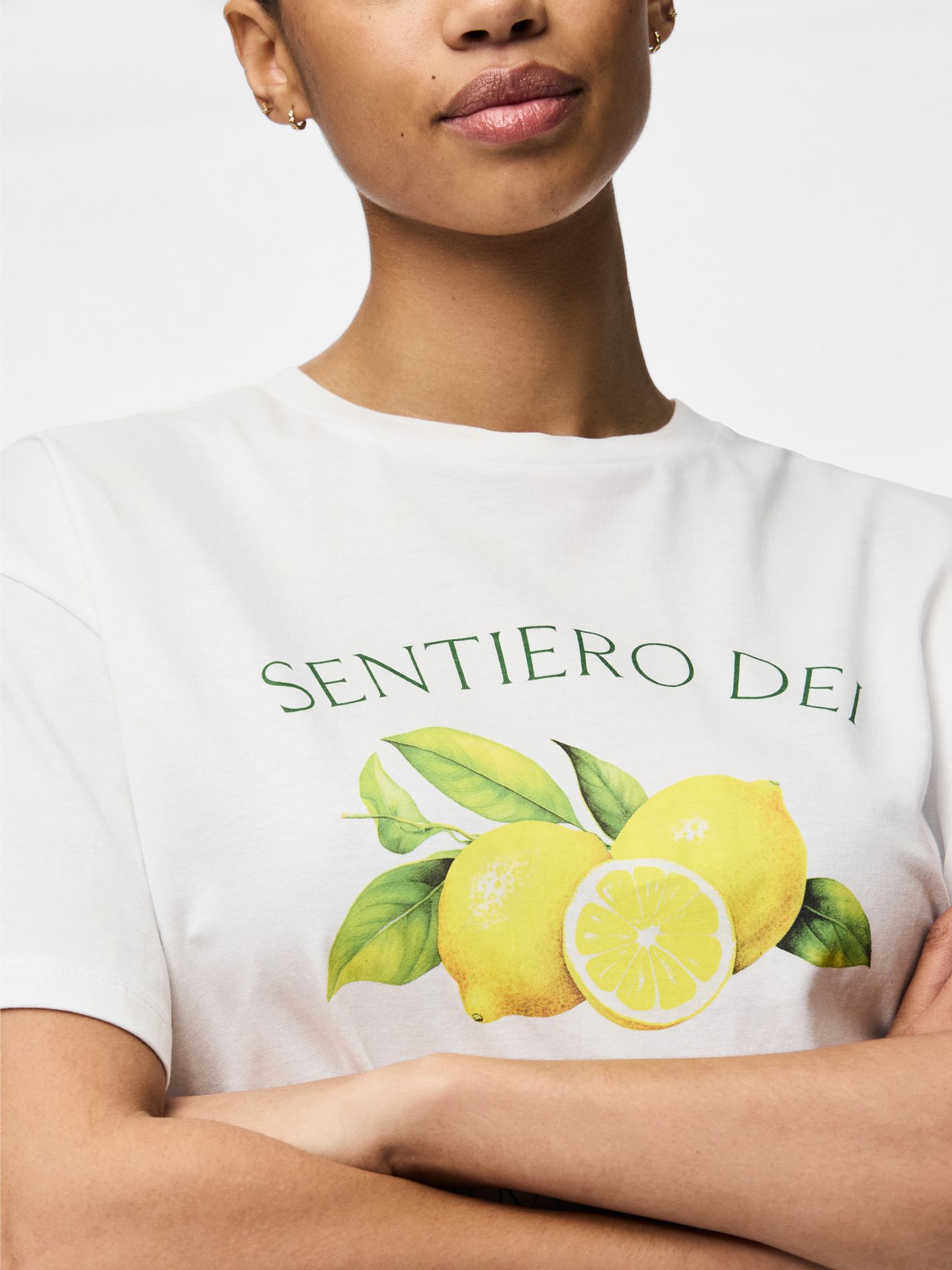Pieces PCTHEA SS PRINTED T-SHIRT BC Bright White/LIMONI 2900156201024