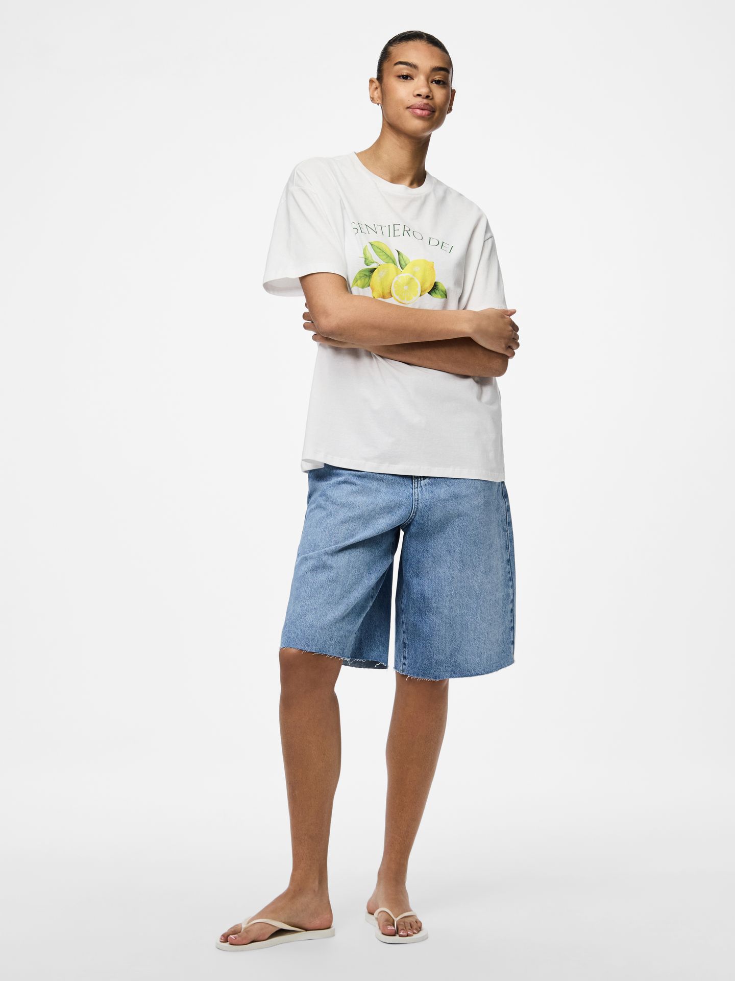 Pieces PCTHEA SS PRINTED T-SHIRT BC Bright White/LIMONI 2900156201024