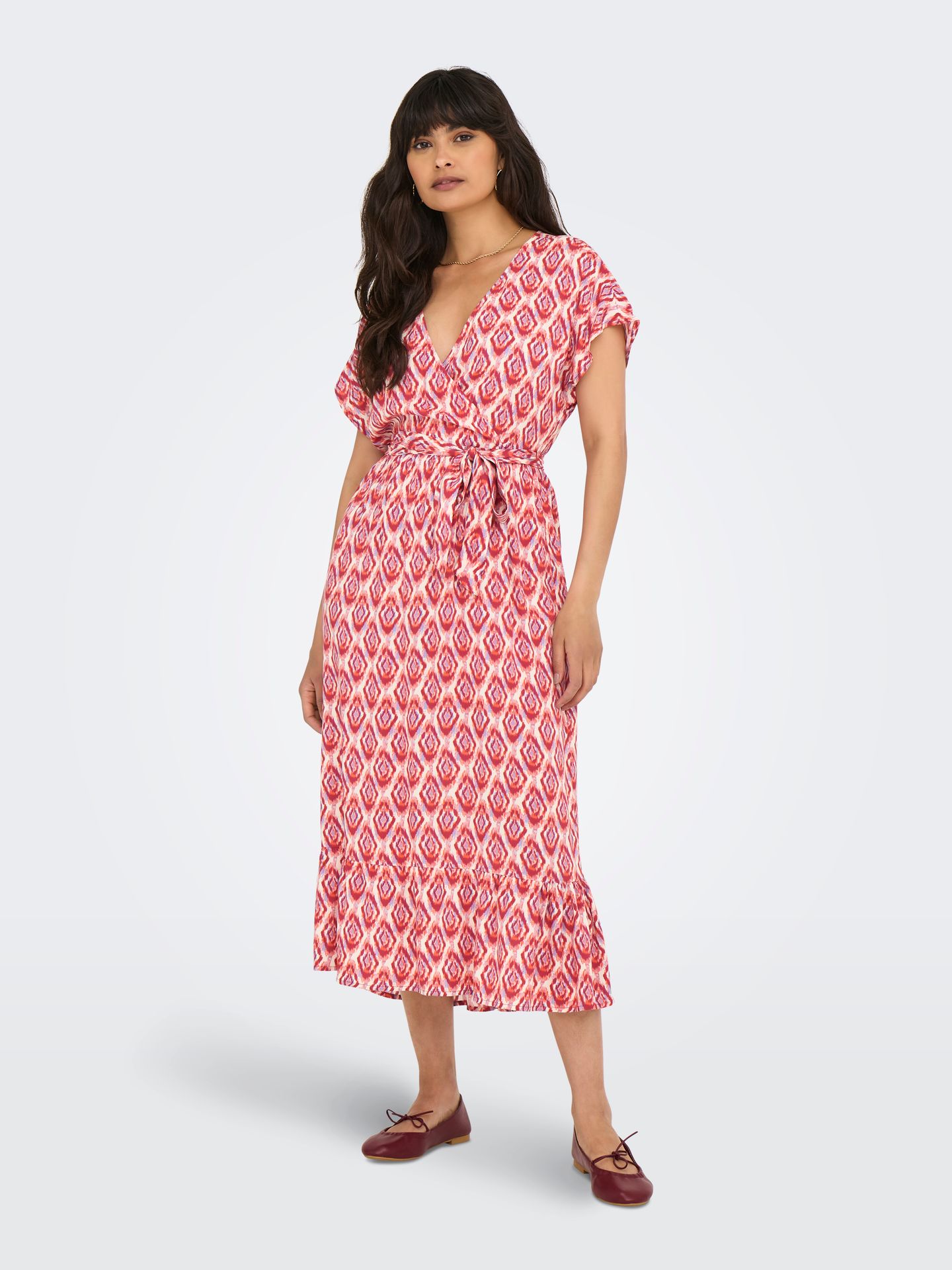 Only ONLZILLA ADELE LIFE SS LONG DRESS W Equestrian Red/547 WARM 2900156268010