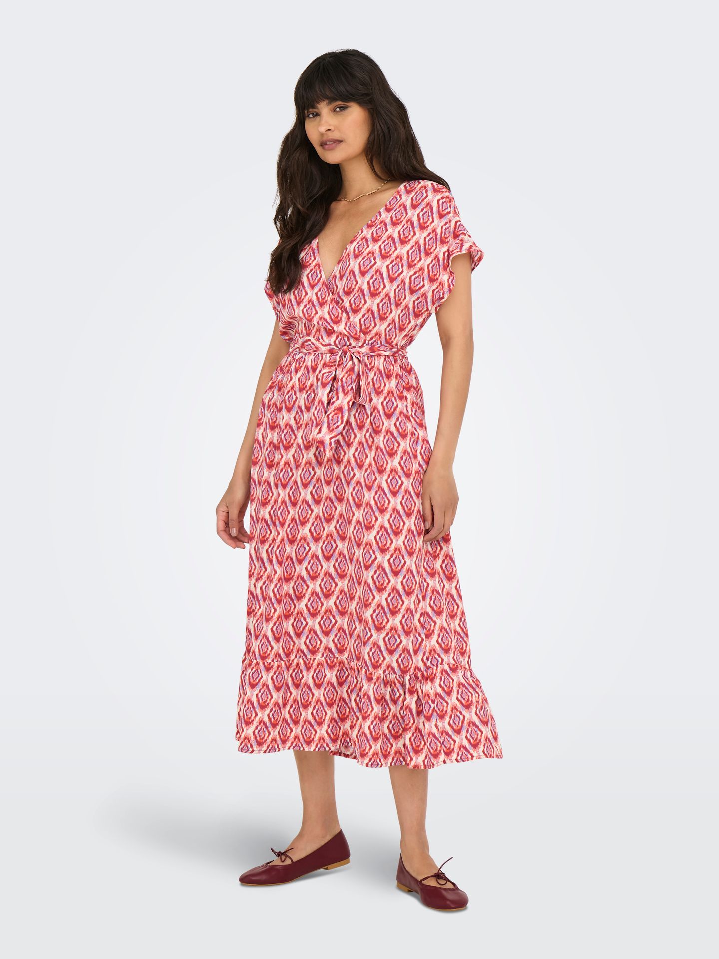 Only ONLZILLA ADELE LIFE SS LONG DRESS W Equestrian Red/547 WARM 2900156268010