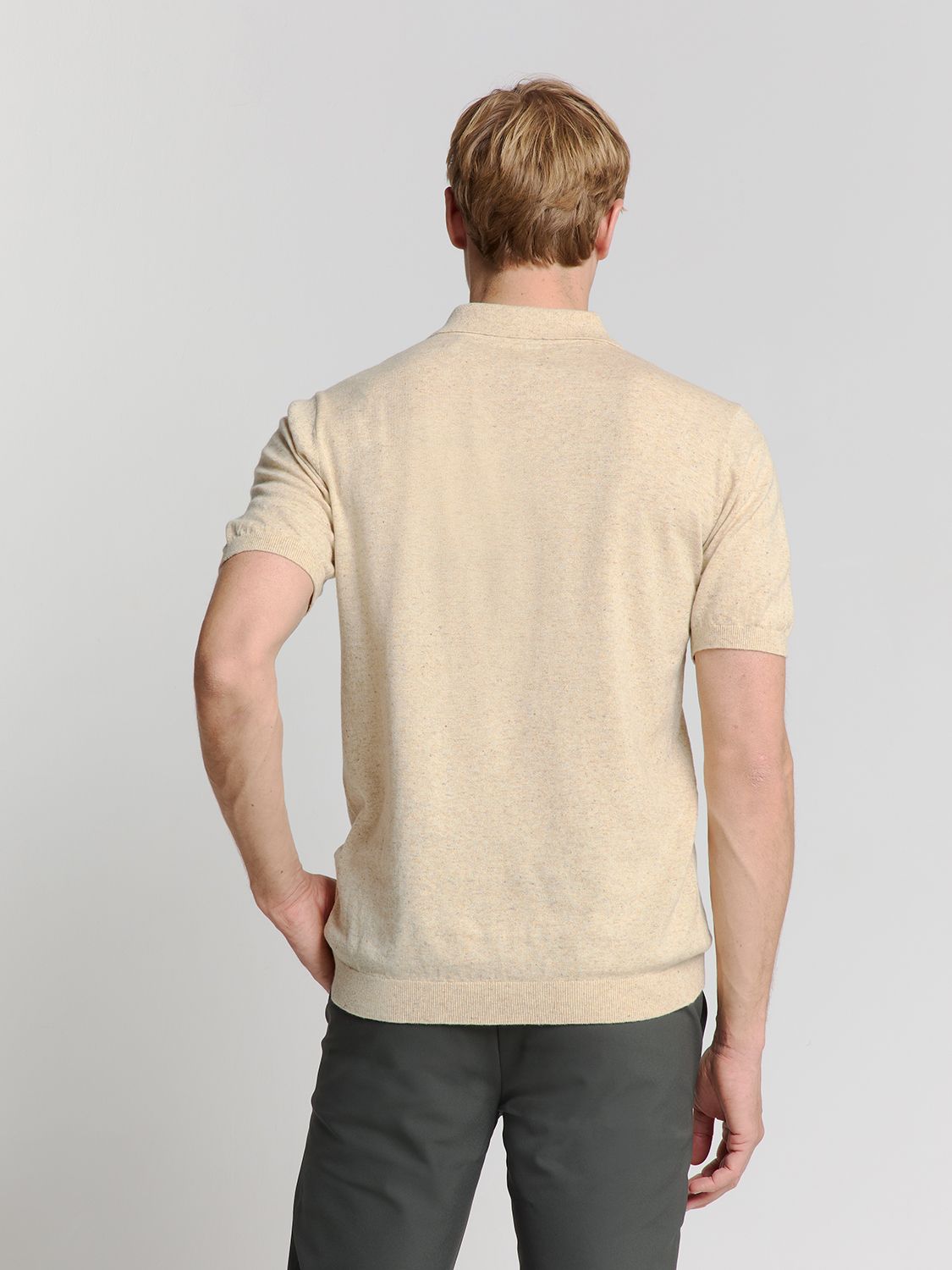 No Excess Pullover Short Sleeve Polo V Melange With Linen 015 sand 2900156295047 No Excess Pullover Short Sleeve Polo V Melange With Linen 015 sand 2900156295047