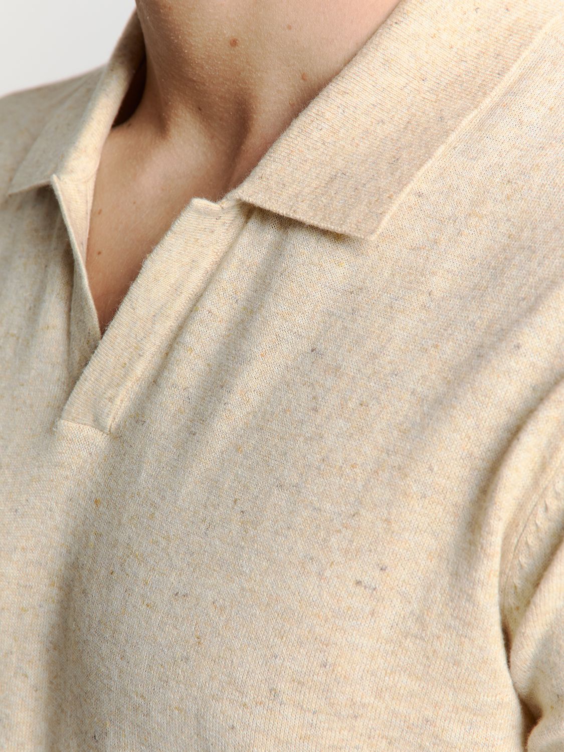 No Excess Pullover Short Sleeve Polo V Melange With Linen 015 sand 2900156295047 No Excess Pullover Short Sleeve Polo V Melange With Linen 015 sand 2900156295047