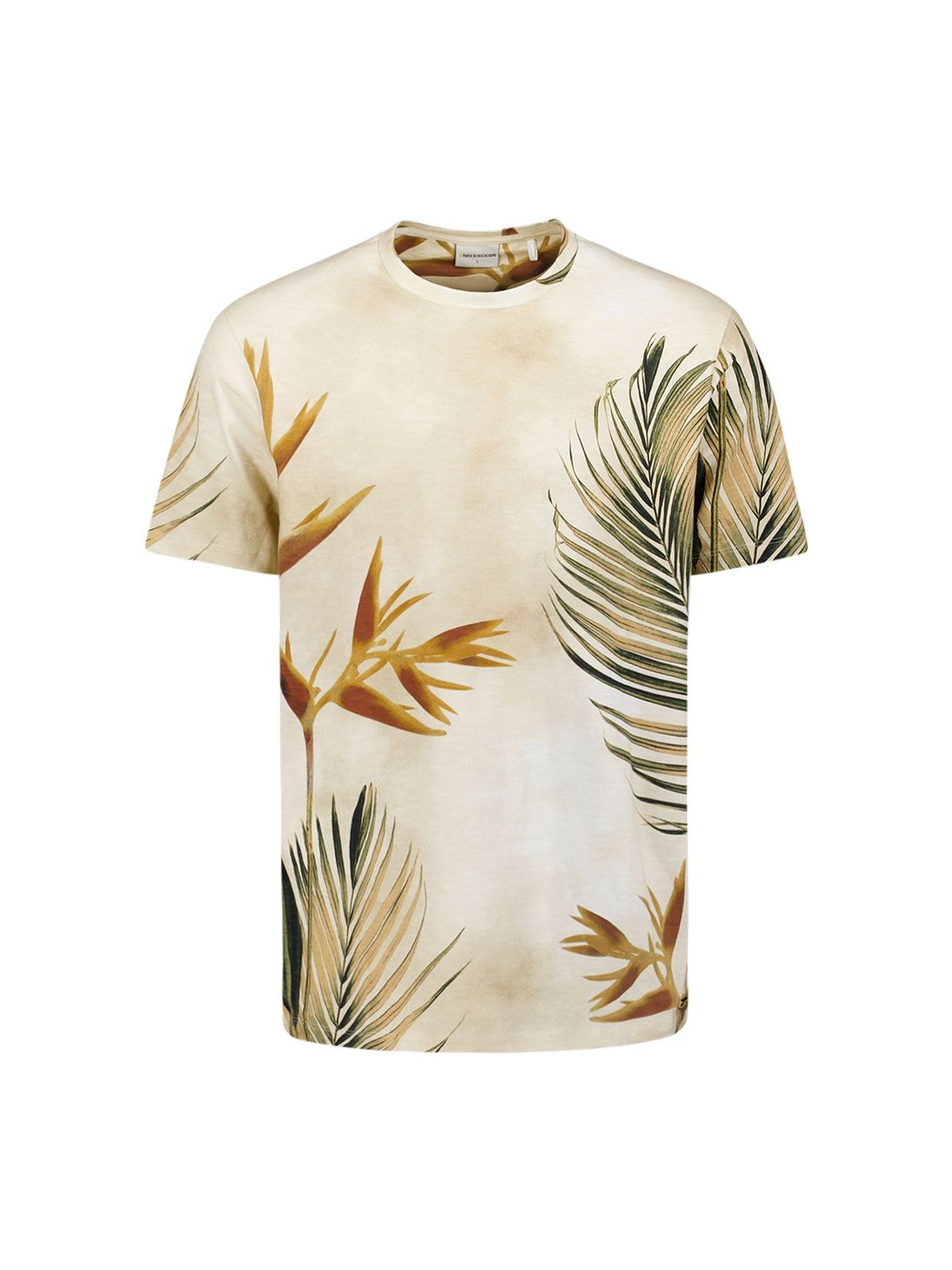No Excess T-Shirt Crewneck Allover Printed Slub Garment Dyed 015 sand 00113165-EKA14000100000098
