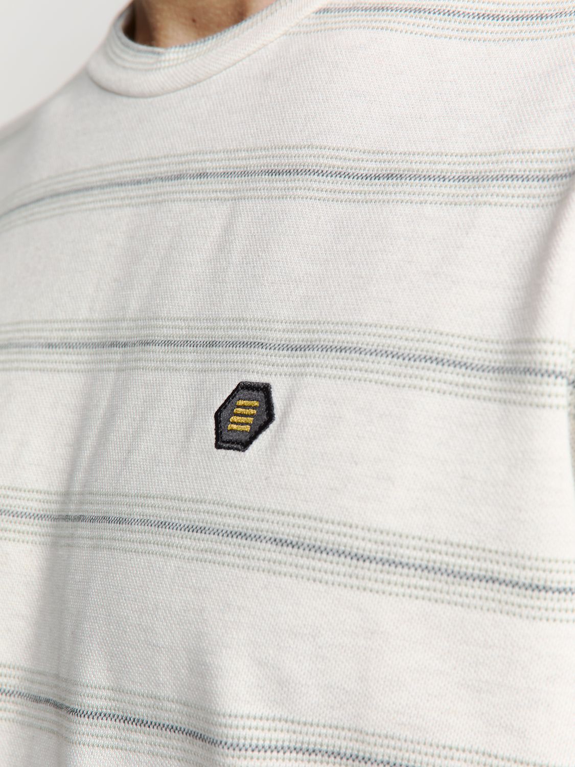 No Excess T-Shirt Crewneck Jacquard Stripe 011 offwhite 2900156303087