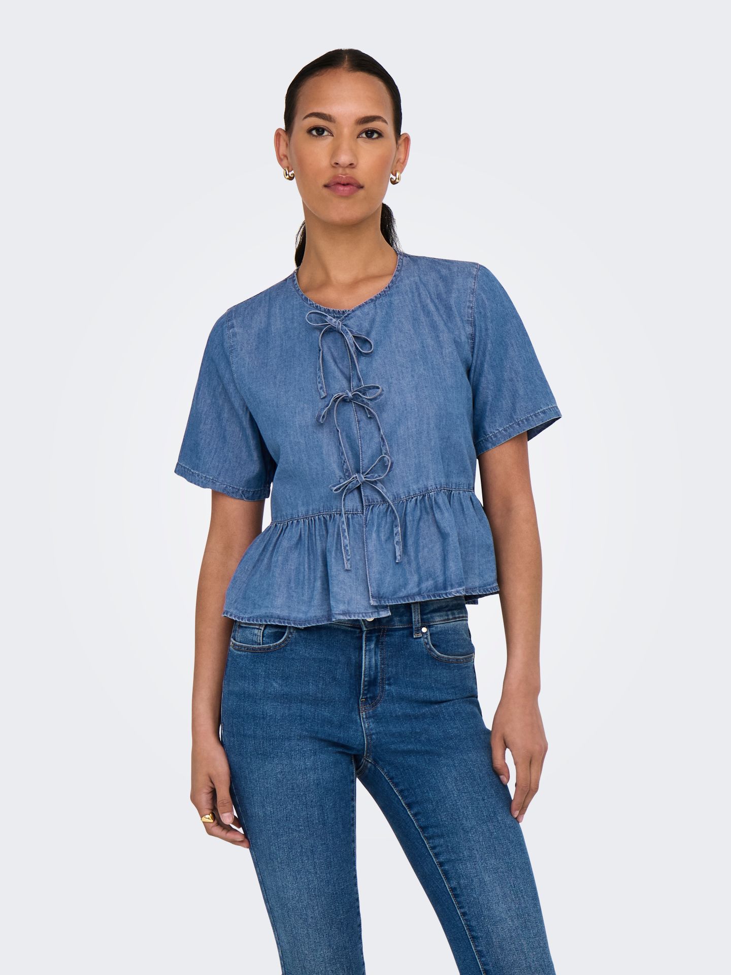 Only ONLBEA SS BOW DNM SHIRT BJ Medium Blue Denim 2900156358032