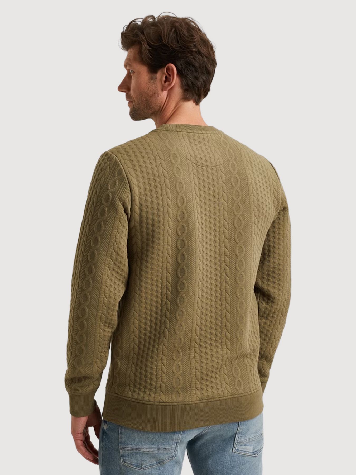 Pme Legend Crewneck cable jacquard sweat Dusky Green 2900156374018