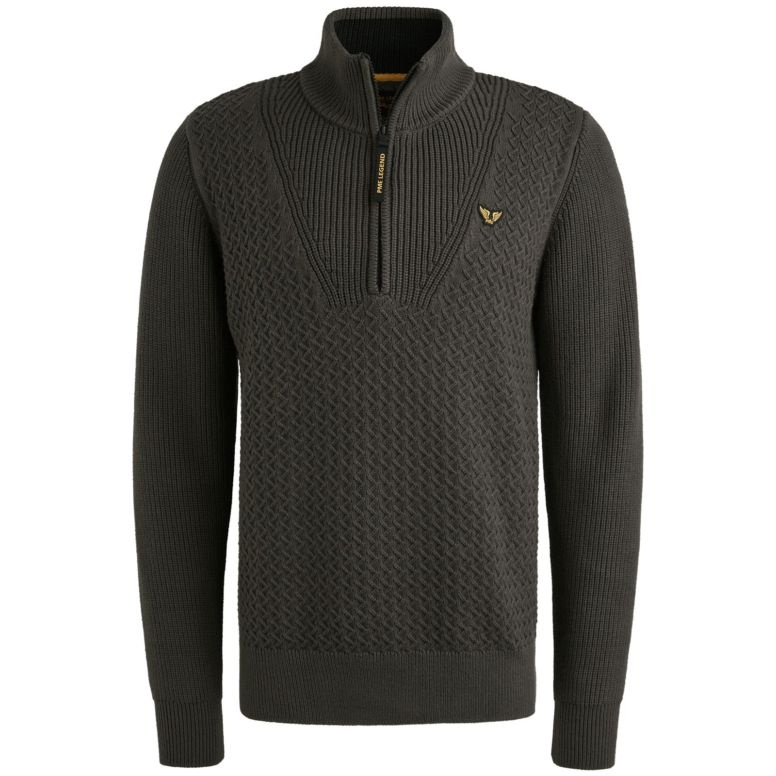 Pme Legend Half zip collar cotton mix structu Dark Grey 00113221-9703