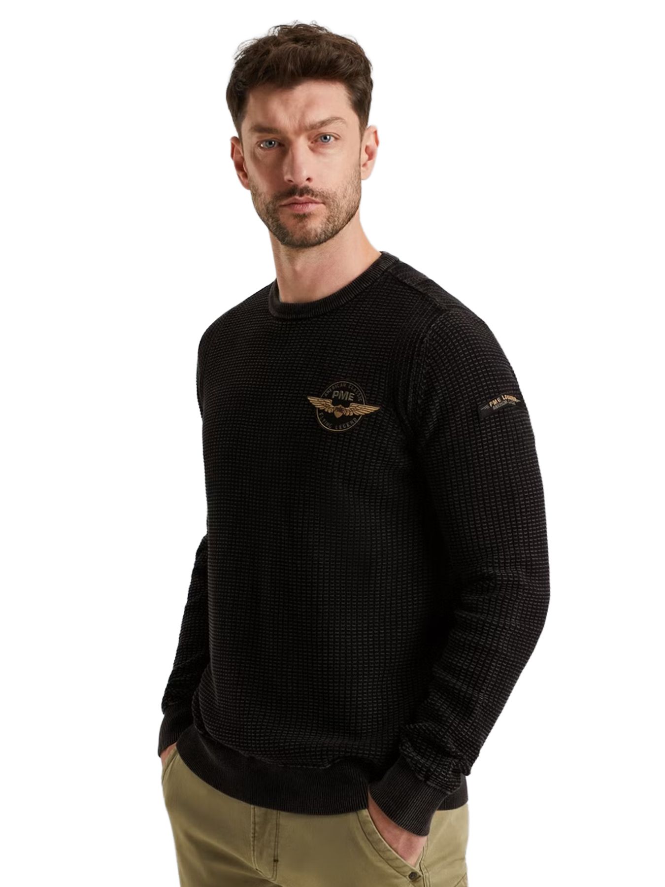 Pme Legend R-neck cotton garment dye stone wa Black 00113222-999