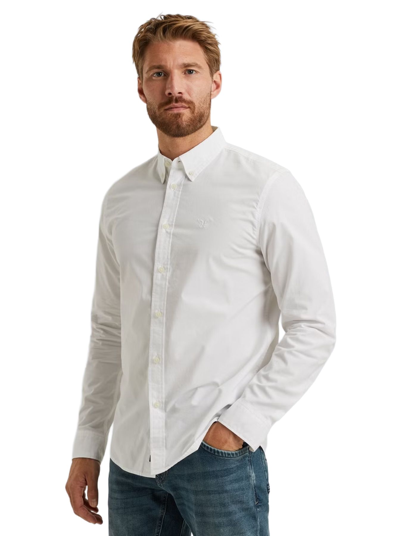 Pme Legend LONG SLEEVE SHIRT Satin Jersey Bright White 00113231-7003