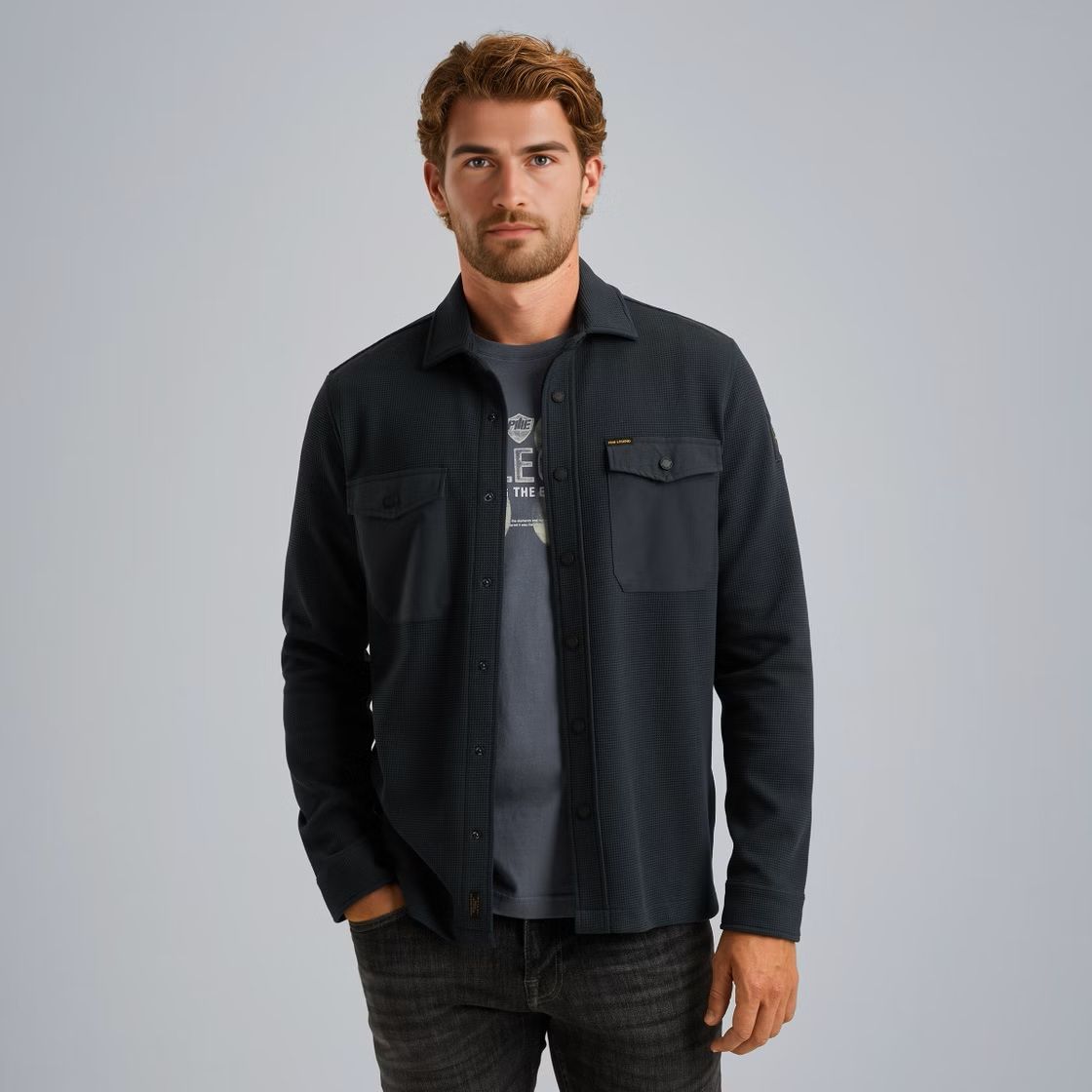 Pme Legend LONG SLEEVE SHIRT Waffle Jersey Carbon 00113232-5282