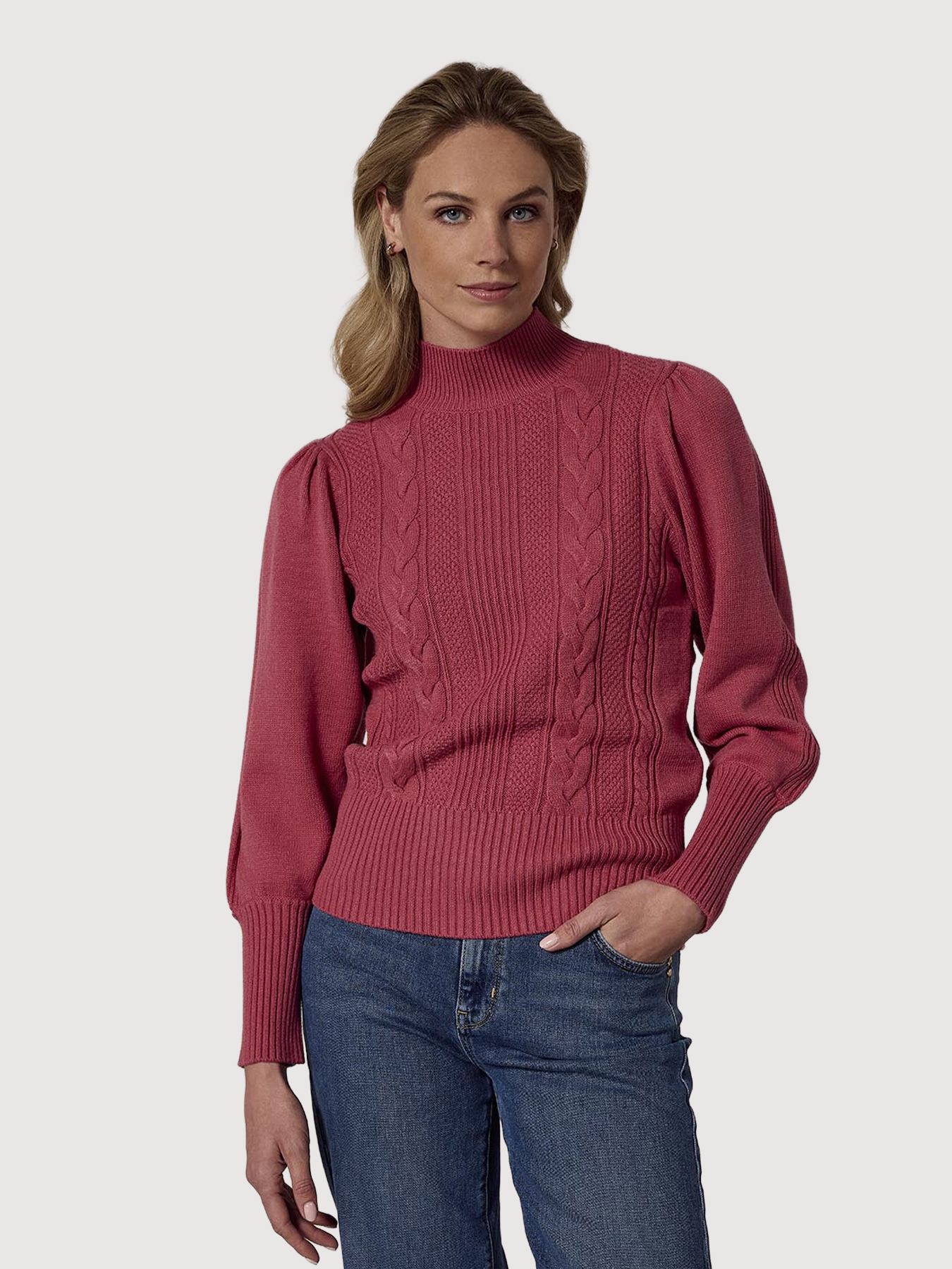 Tramontana Puff-Sleeve Jumper Cables Rosewood 004510 00113245-EKA26012900000044