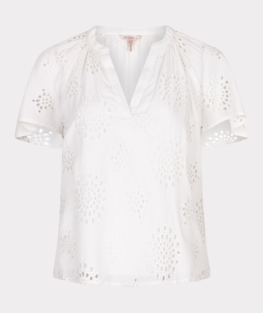 Esqualo Blouse allover embroidery 120 off white 2900156446159