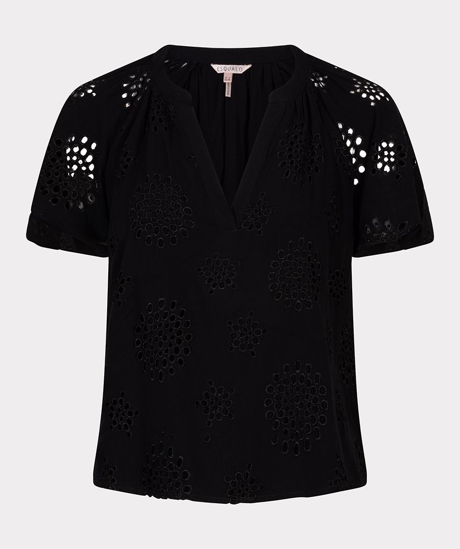 Esqualo Blouse allover embroidery 000 black 2900156445145