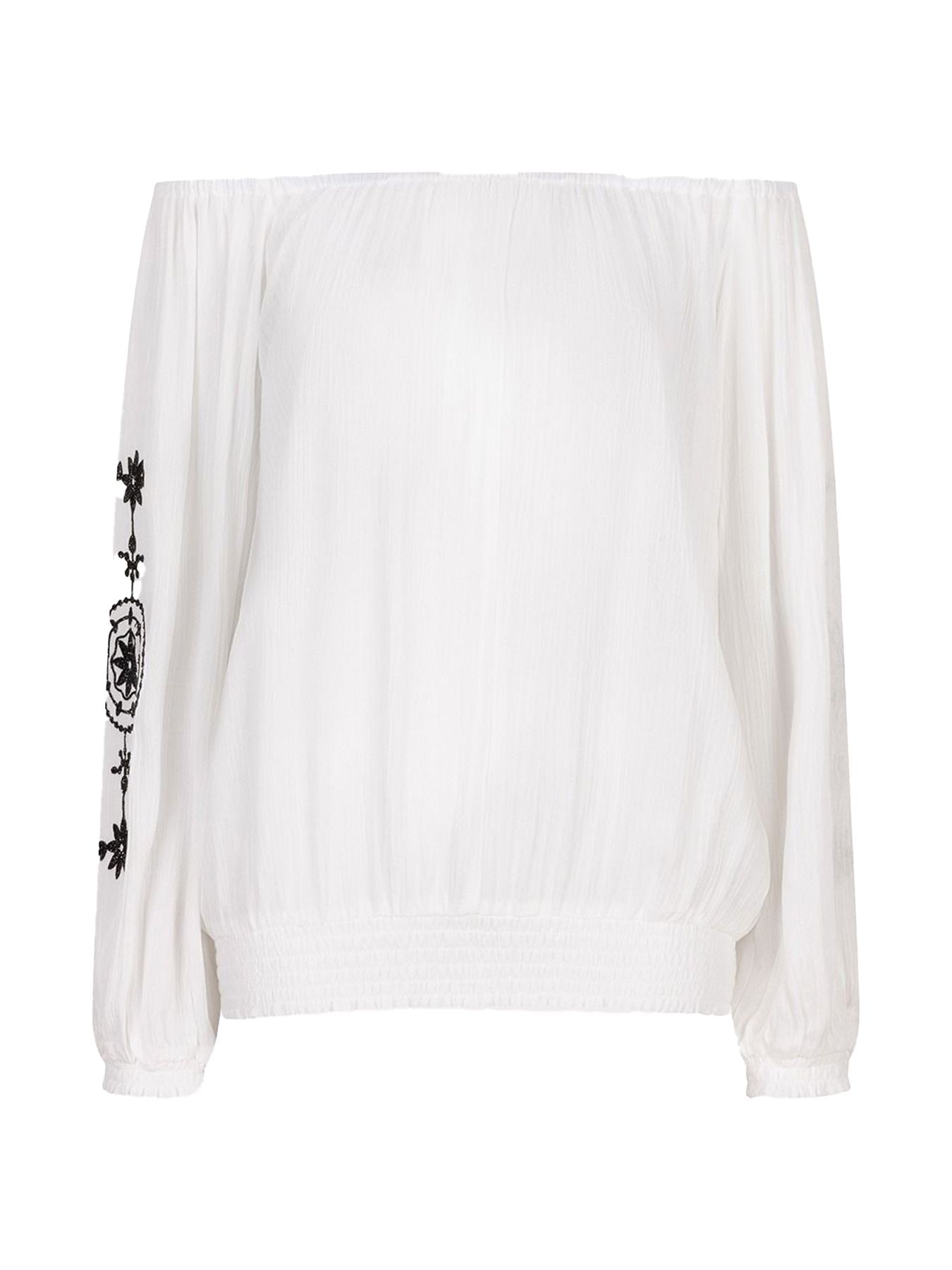 Esqualo Blouse smock crinkle embroidery 982 off white / black 2900156449143