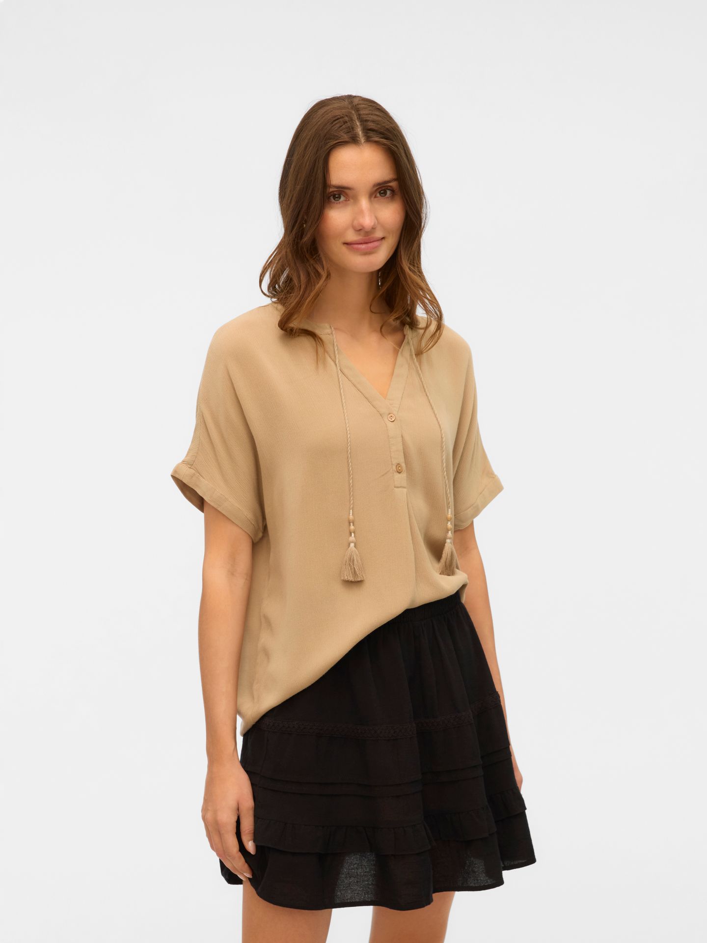 Vero Moda VMBENTE SS WIDE TOP WVN GA Silver Mink 00113267-EKA26011400000517