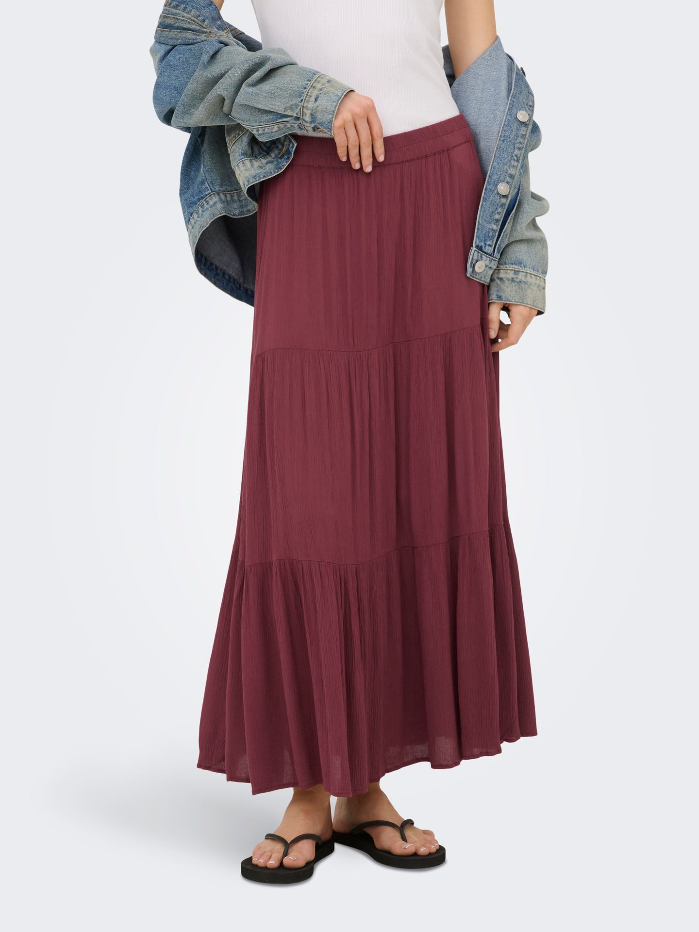 Only ONLMIKKA LIFE LONG SKIRT WVN NOOS Oxblood Red 2900166270027