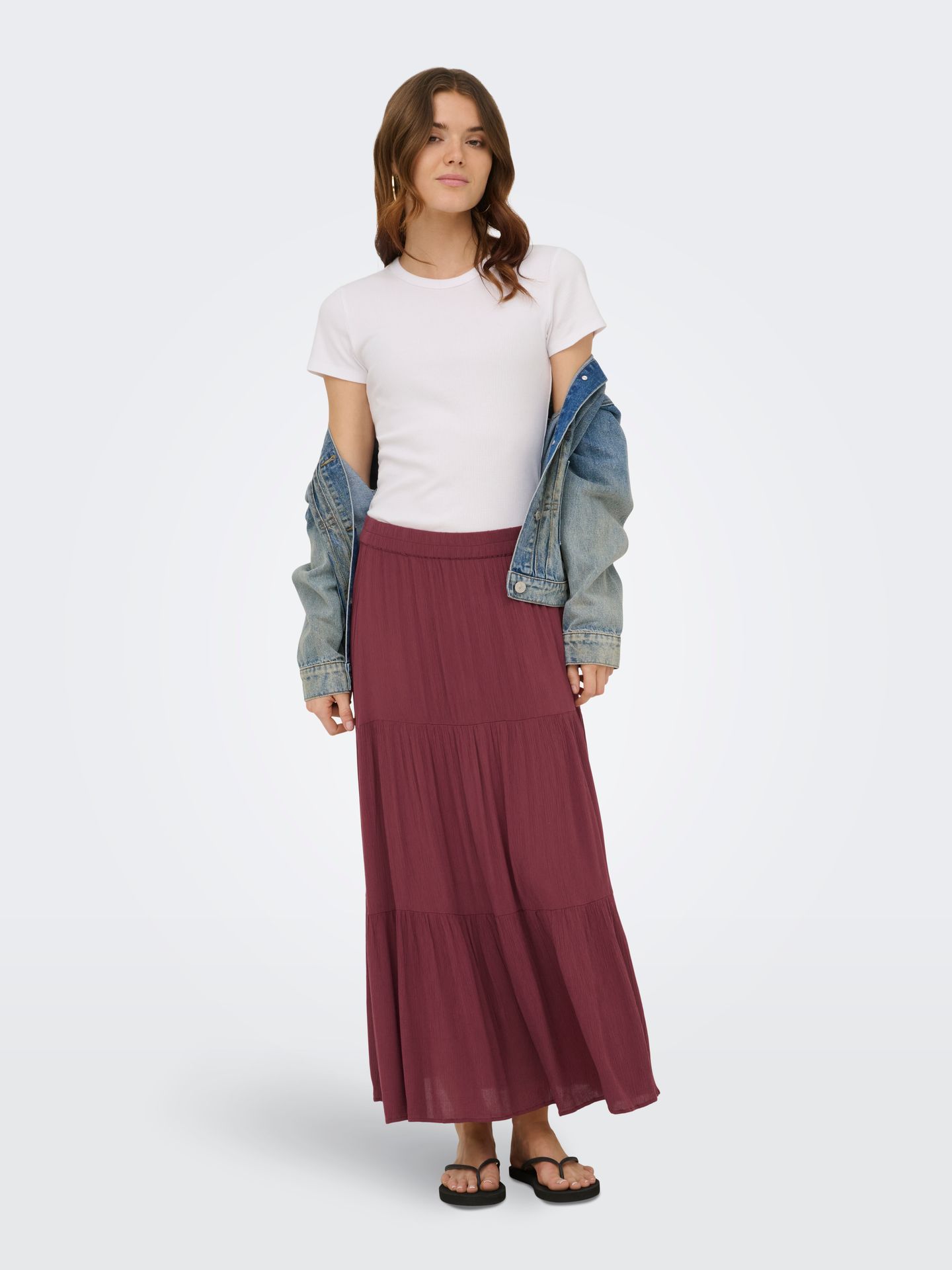Only ONLMIKKA LIFE LONG SKIRT WVN NOOS Oxblood Red 2900166270027