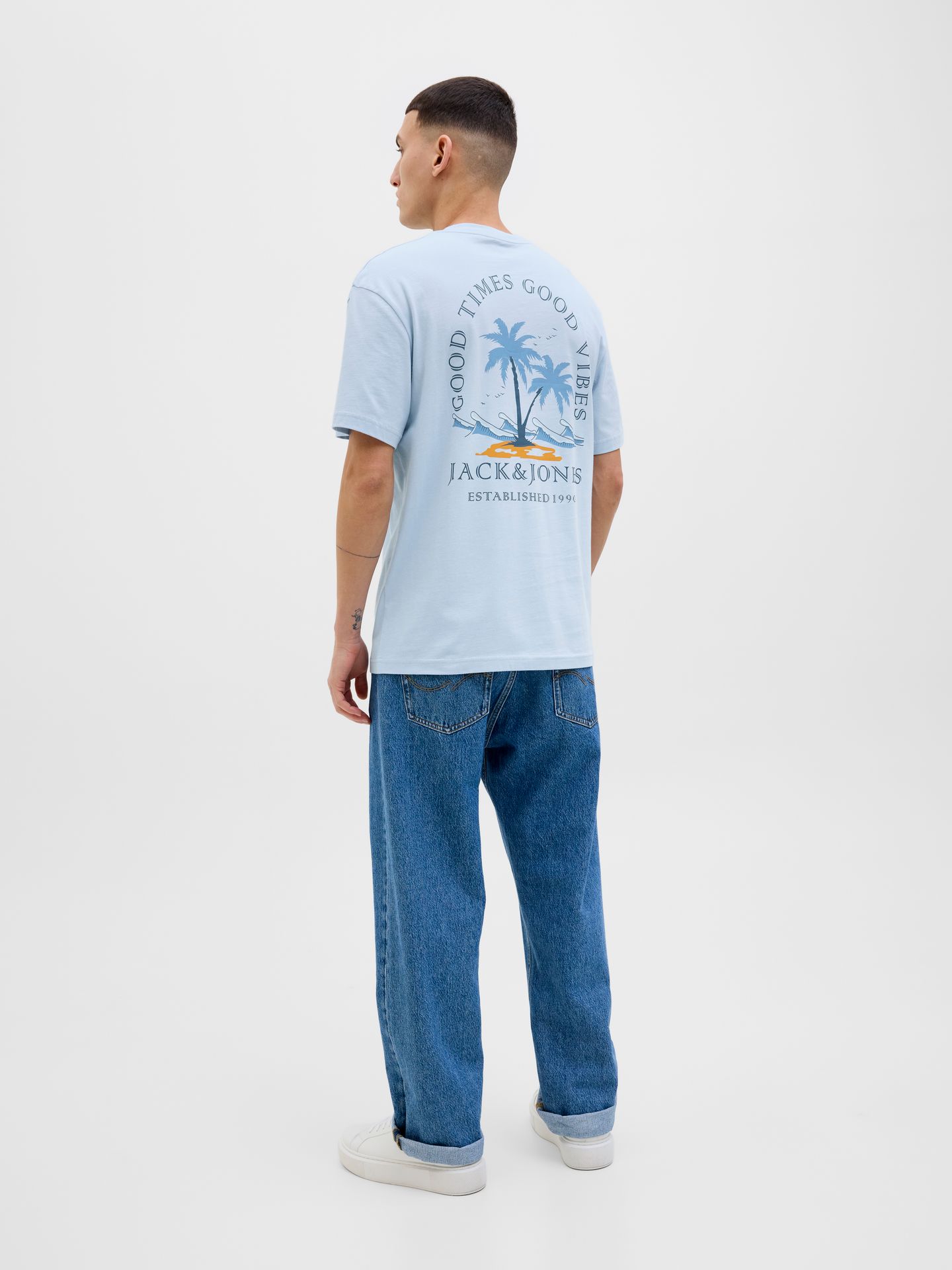 Jack & Jones JJSUMMER VIBES TEE SS CREW NECK LN Chambray Blue 2900156481013