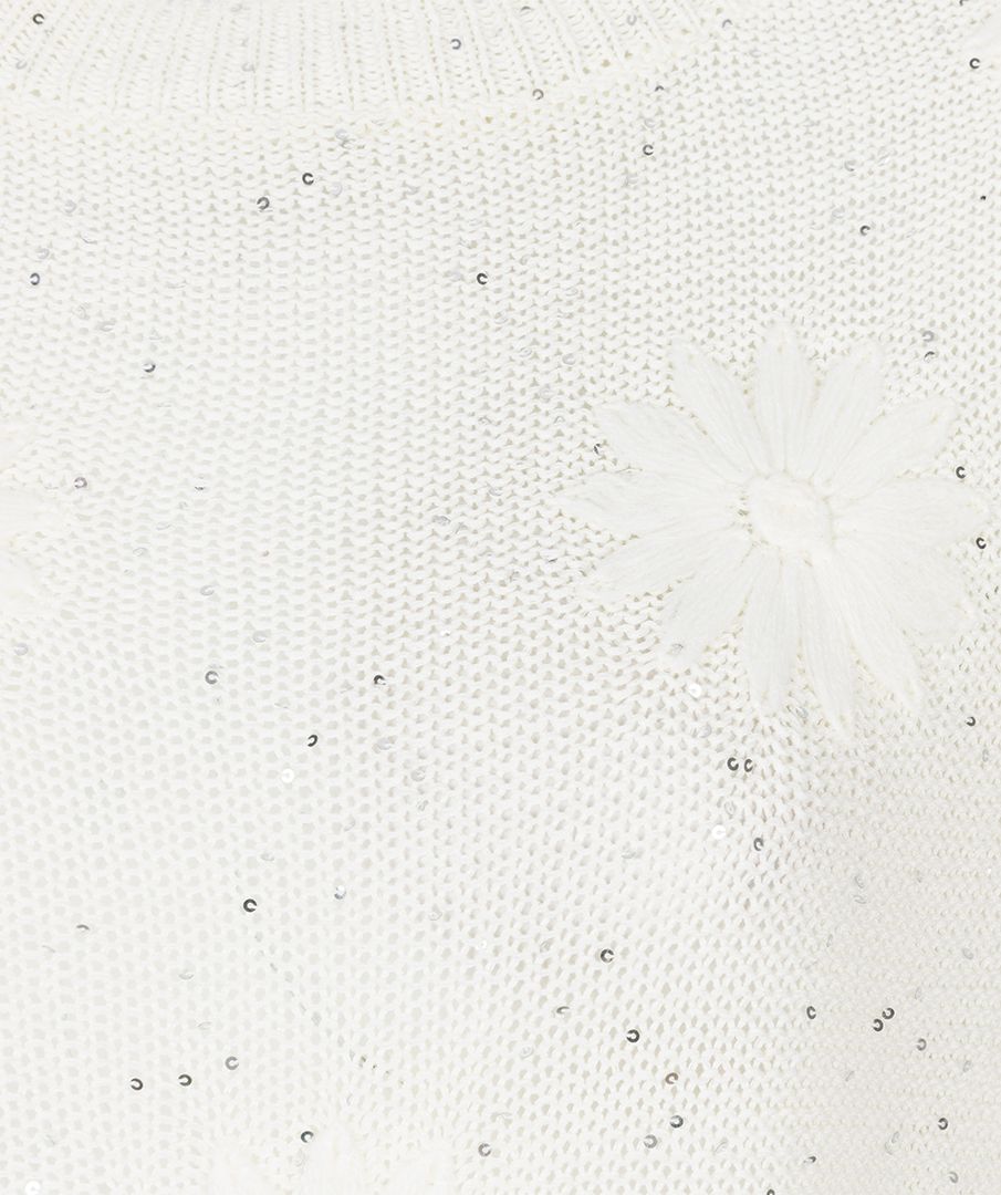 Esqualo Sweater embroidery flowers 120 off white 2900156495072