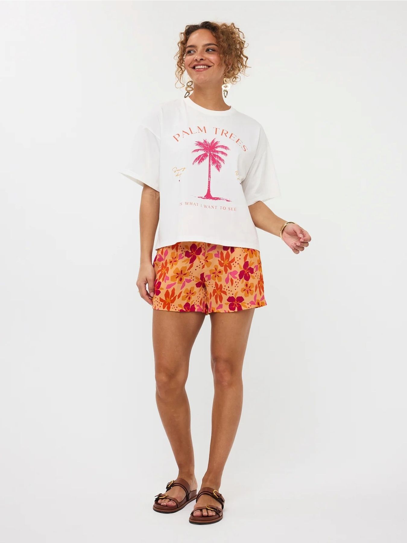 Ydence T-shirt Palm trees Off white/multi 2900156508062