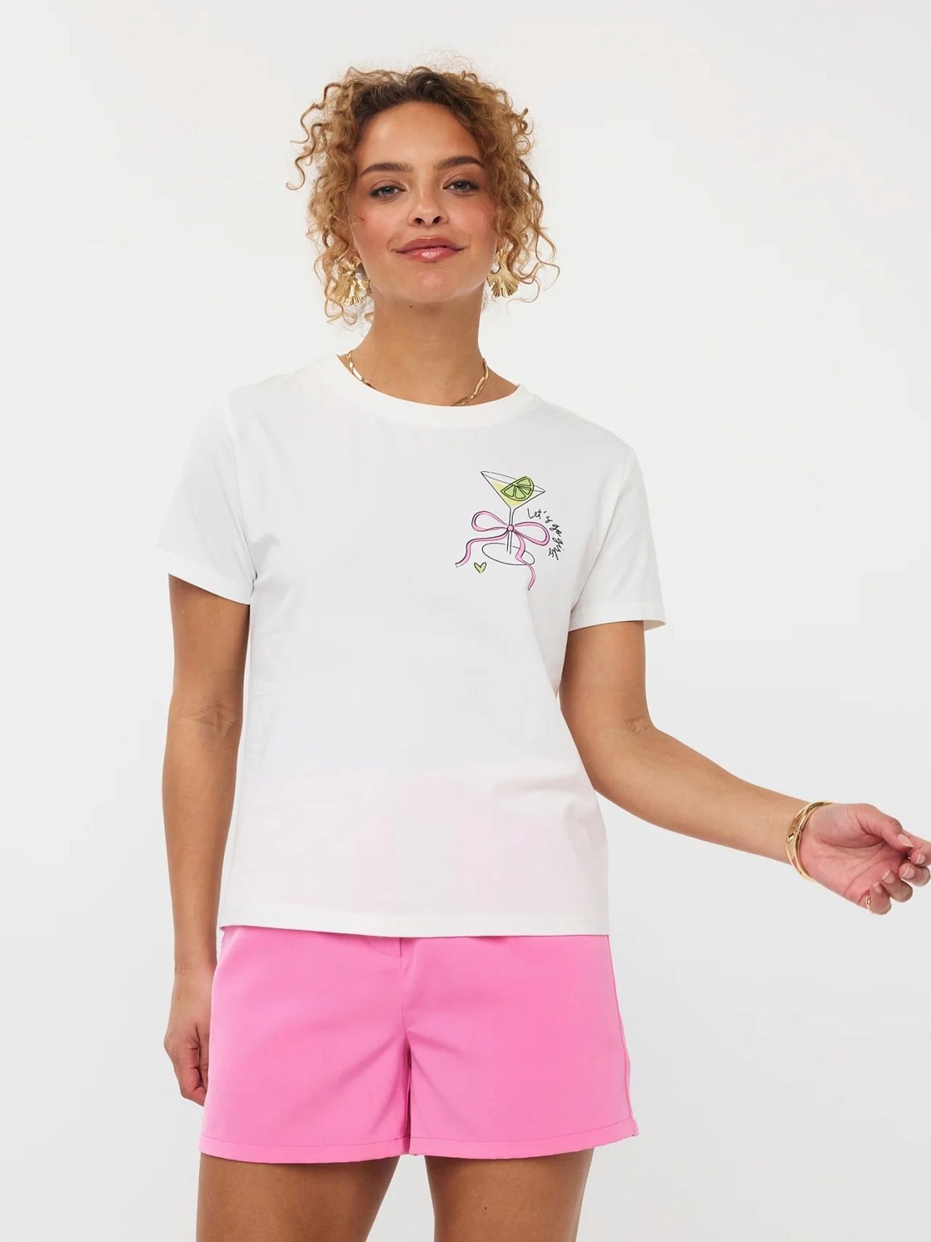 Ydence T-shirt lets go girls off white 2900156510041