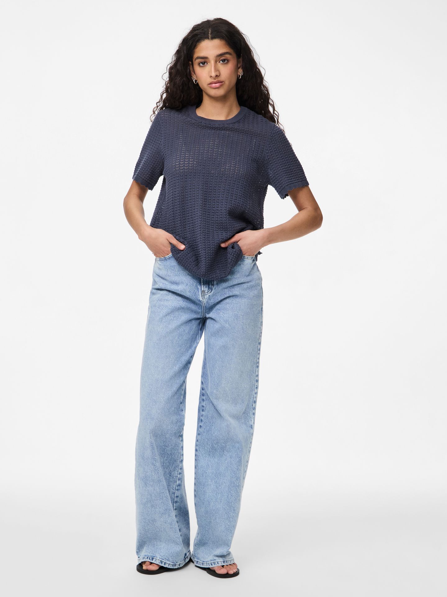 Pieces PCSCOUT SS O-NECK KNIT BC Ombre Blue 2900156515015