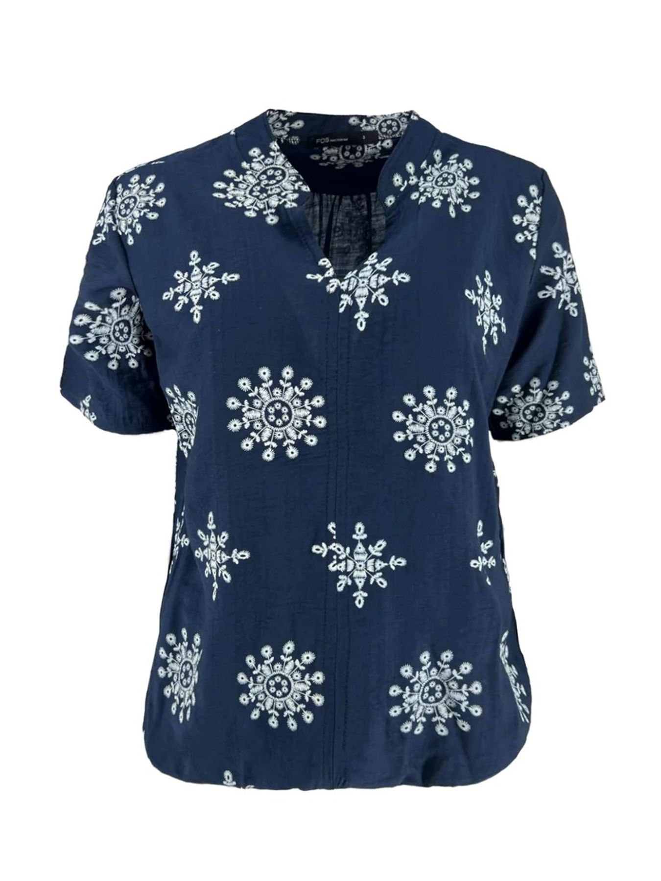 Fos Fashion 7337 Top doortje borduurbloem Navy 2900156527049