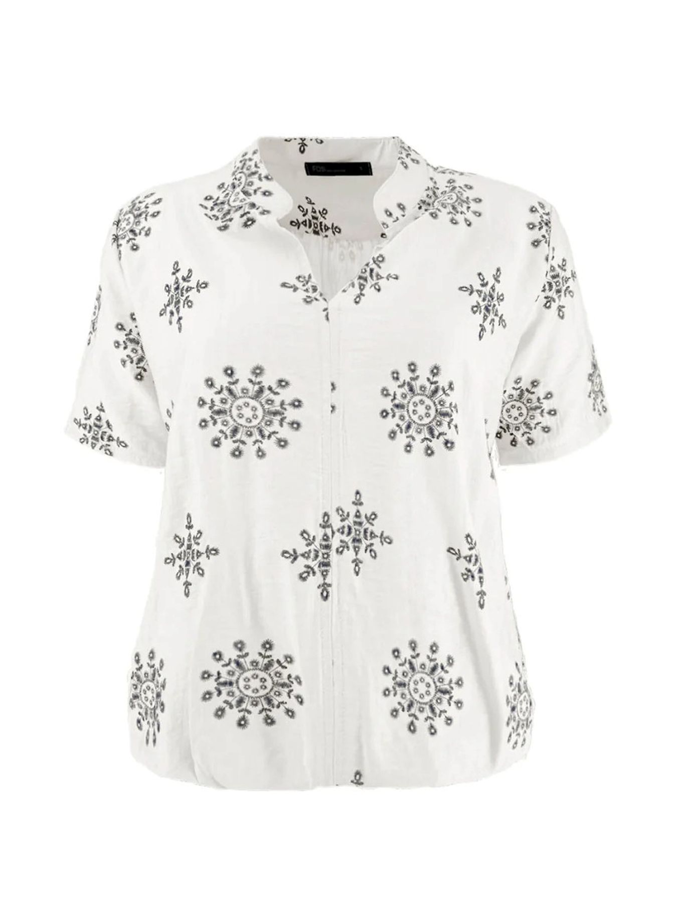 Fos Fashion 7337 Top doortje borduurbloem Off White 2900156535068