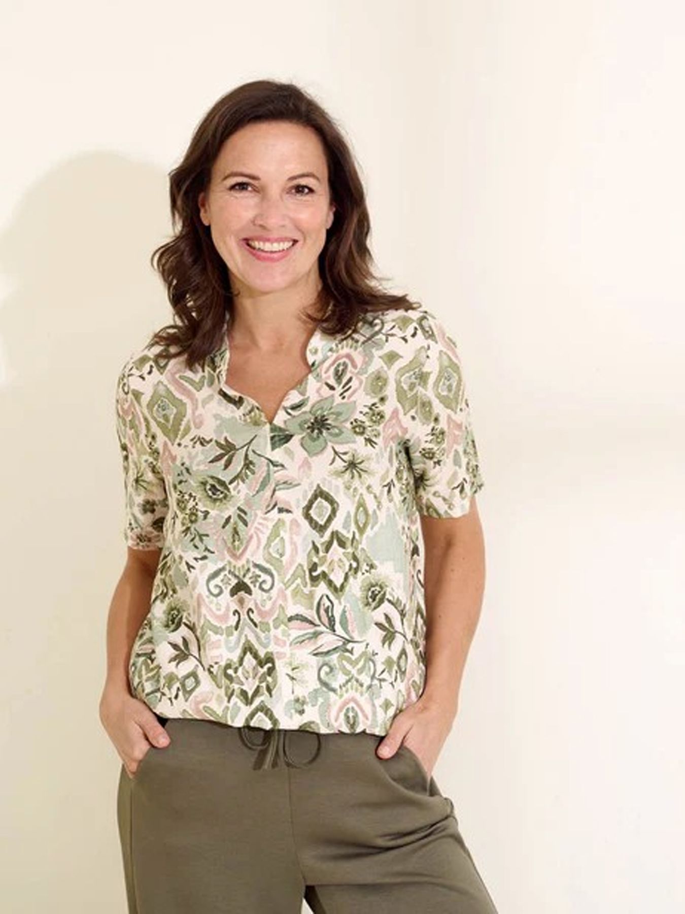 Fos Fashion 7359 Top Doortje bloem ikat Army 2900156540086
