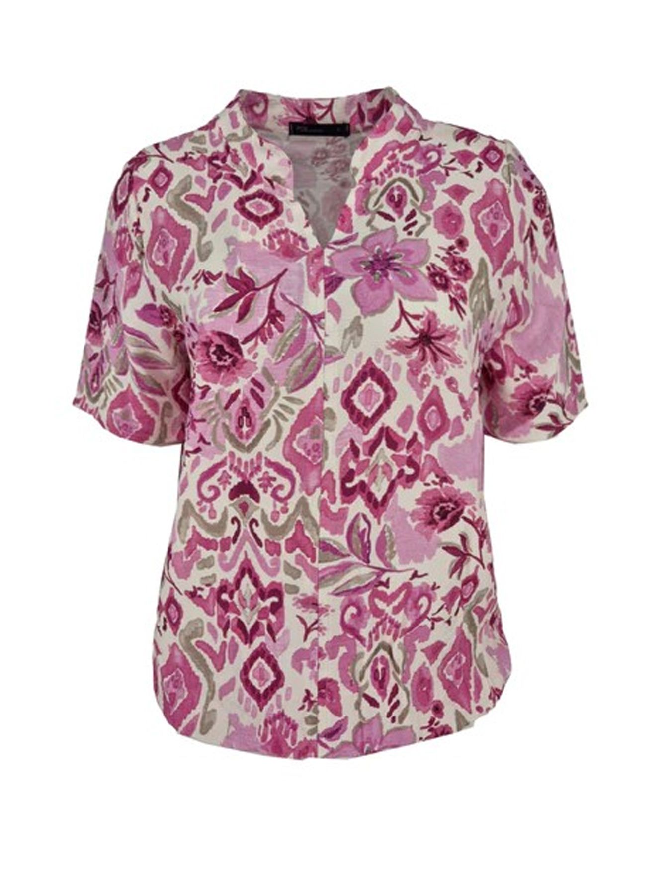 Fos Fashion 7359 Top Doortje bloem ikat Fuchsia 2900156528039