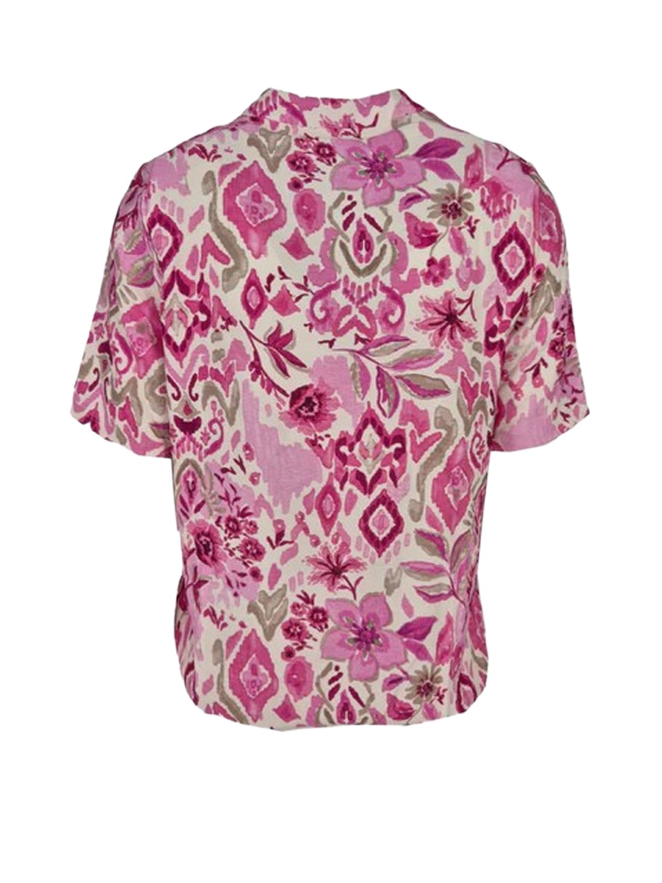 Fos Fashion 7359 Top Doortje bloem ikat Fuchsia 2900156528039
