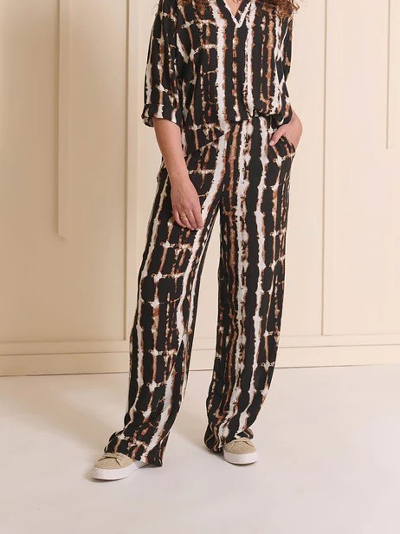 Fos Fashion 7381 Broek Rikki streep Brown 2900156531077