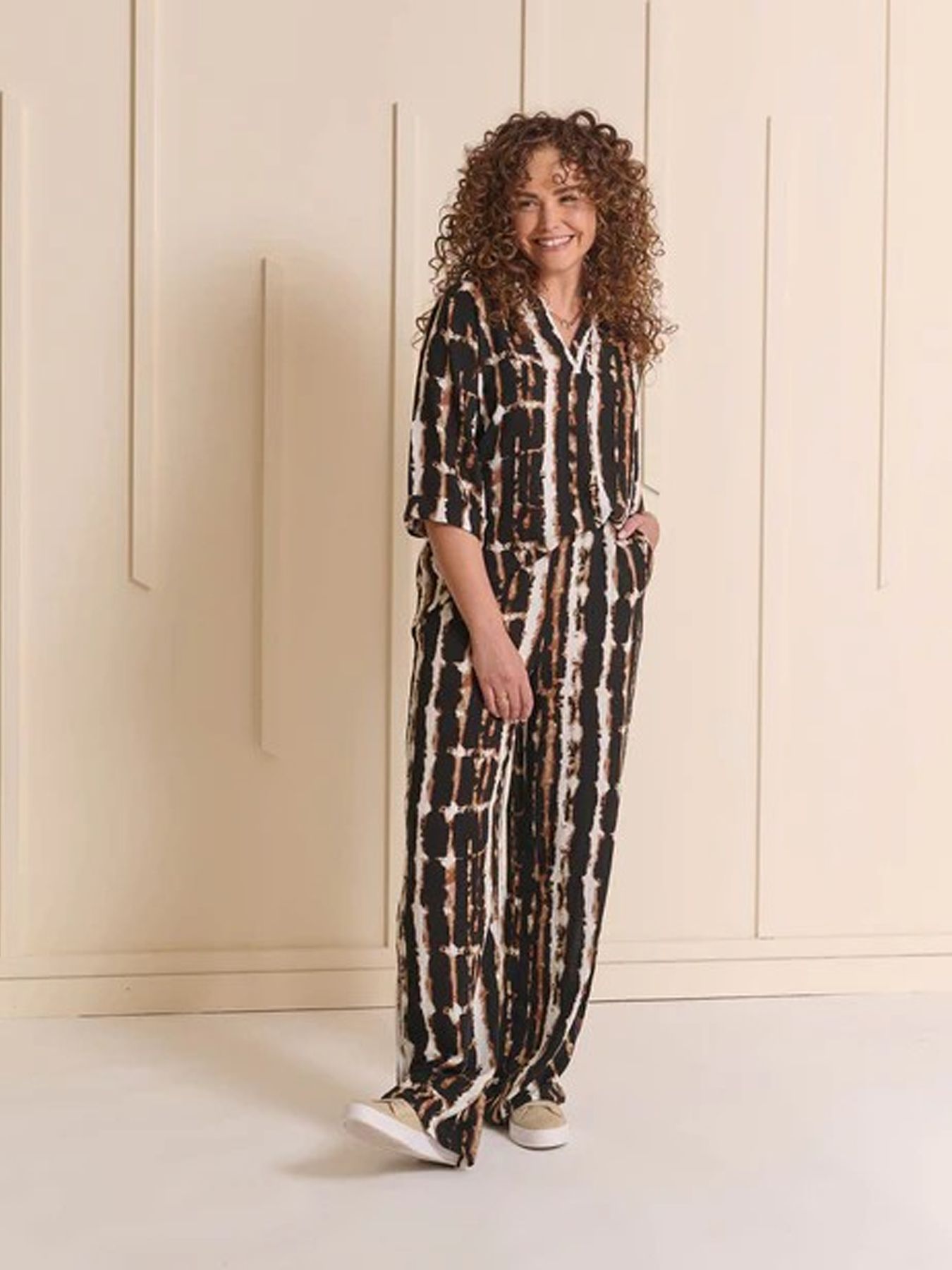 Fos Fashion 7381 Broek Rikki streep Brown 2900156531077