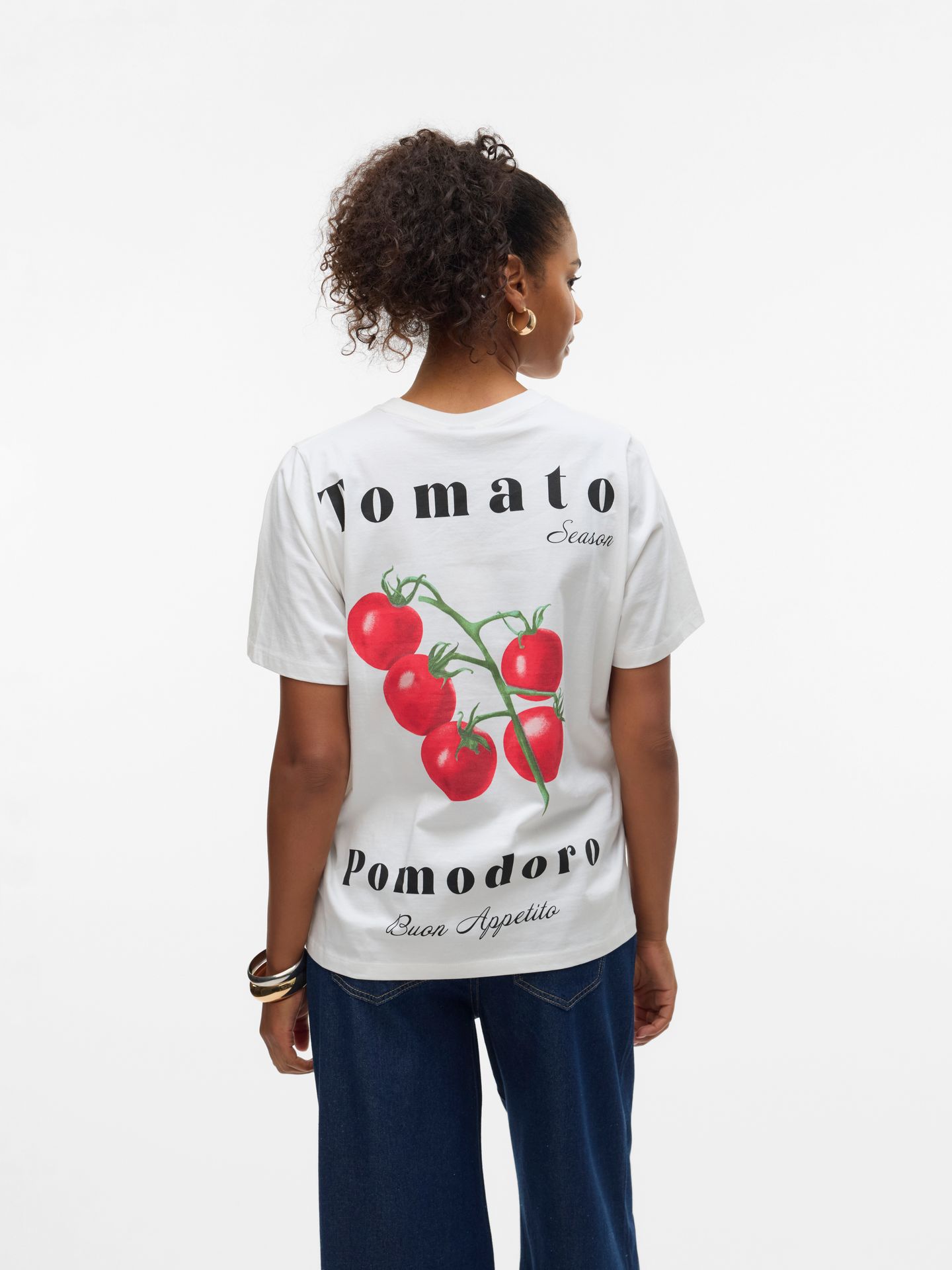 Vero Moda VMAYA CATY SS TOP BOX JRS GA Snow White/Tomato 2900156565027