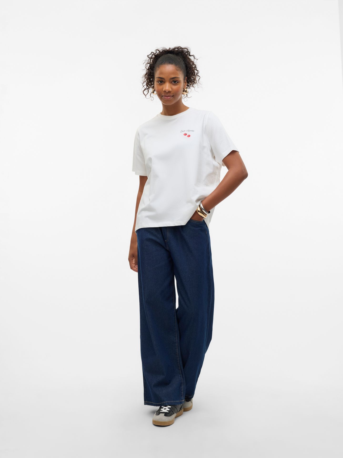 Vero Moda VMAYA CATY SS TOP BOX JRS GA Snow White/Tomato 2900156565027