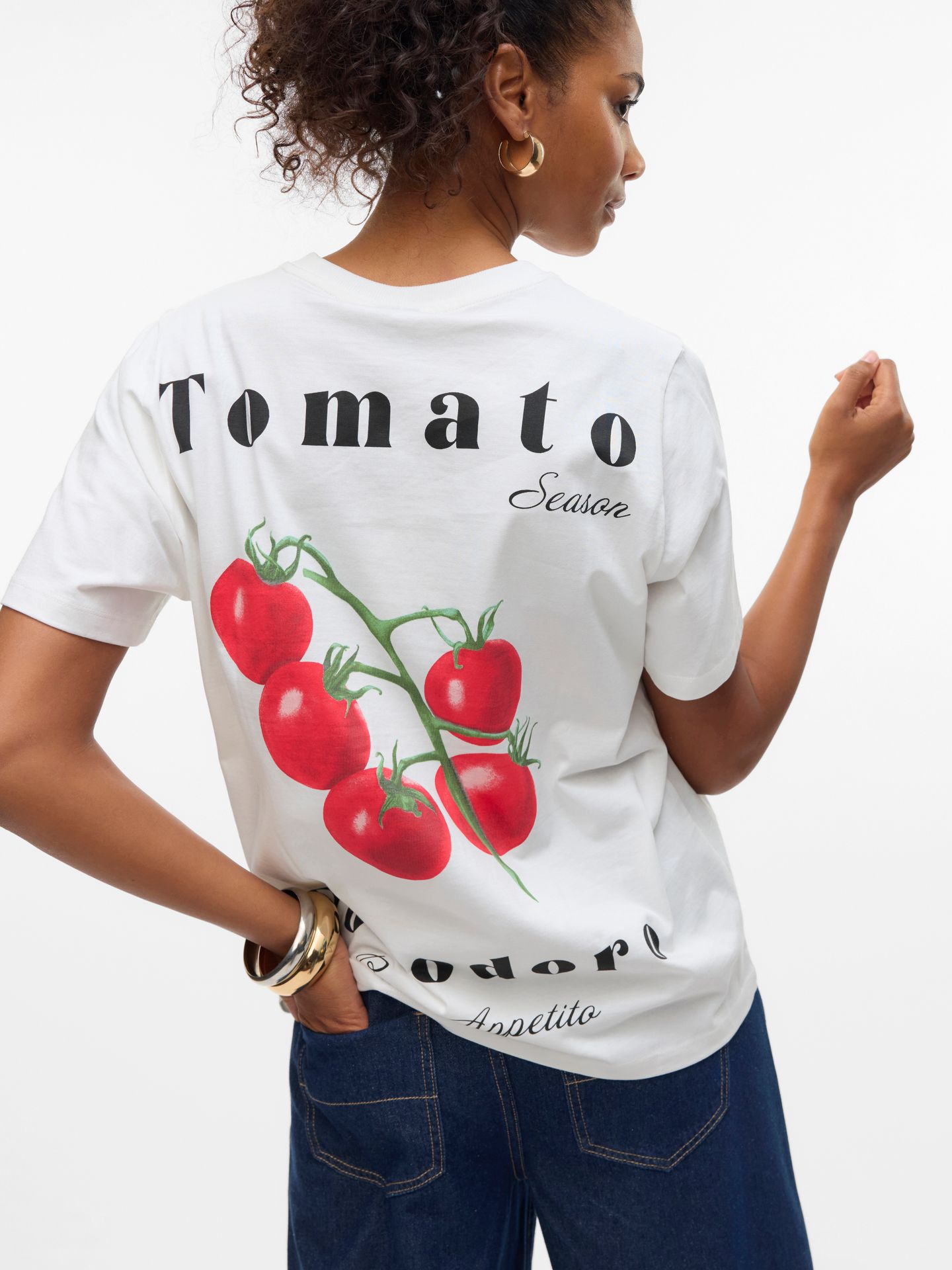Vero Moda VMAYA CATY SS TOP BOX JRS GA Snow White/Tomato 2900156565027