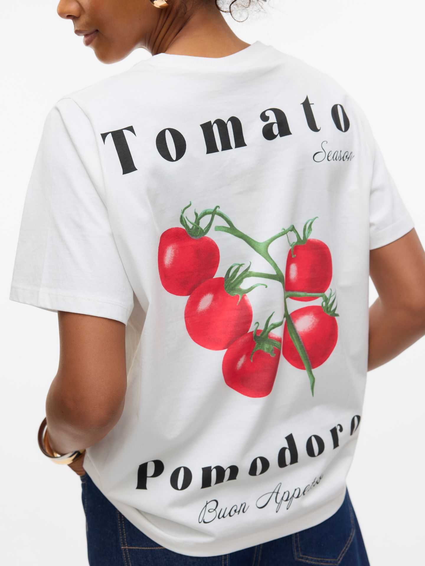 Vero Moda VMAYA CATY SS TOP BOX JRS GA Snow White/Tomato 2900156565027