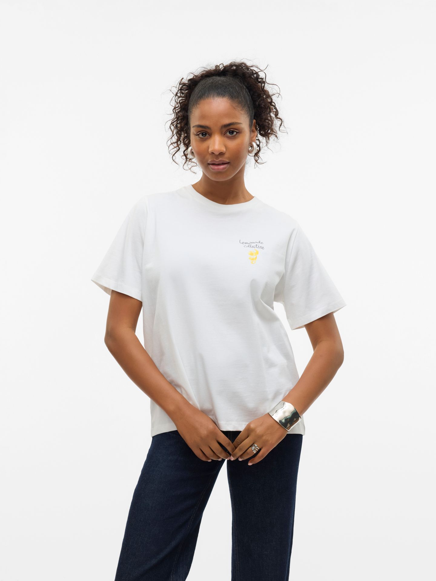 Vero Moda VMAYA CATY SS TOP BOX JRS GA Snow White/Lemonade 2900156564037