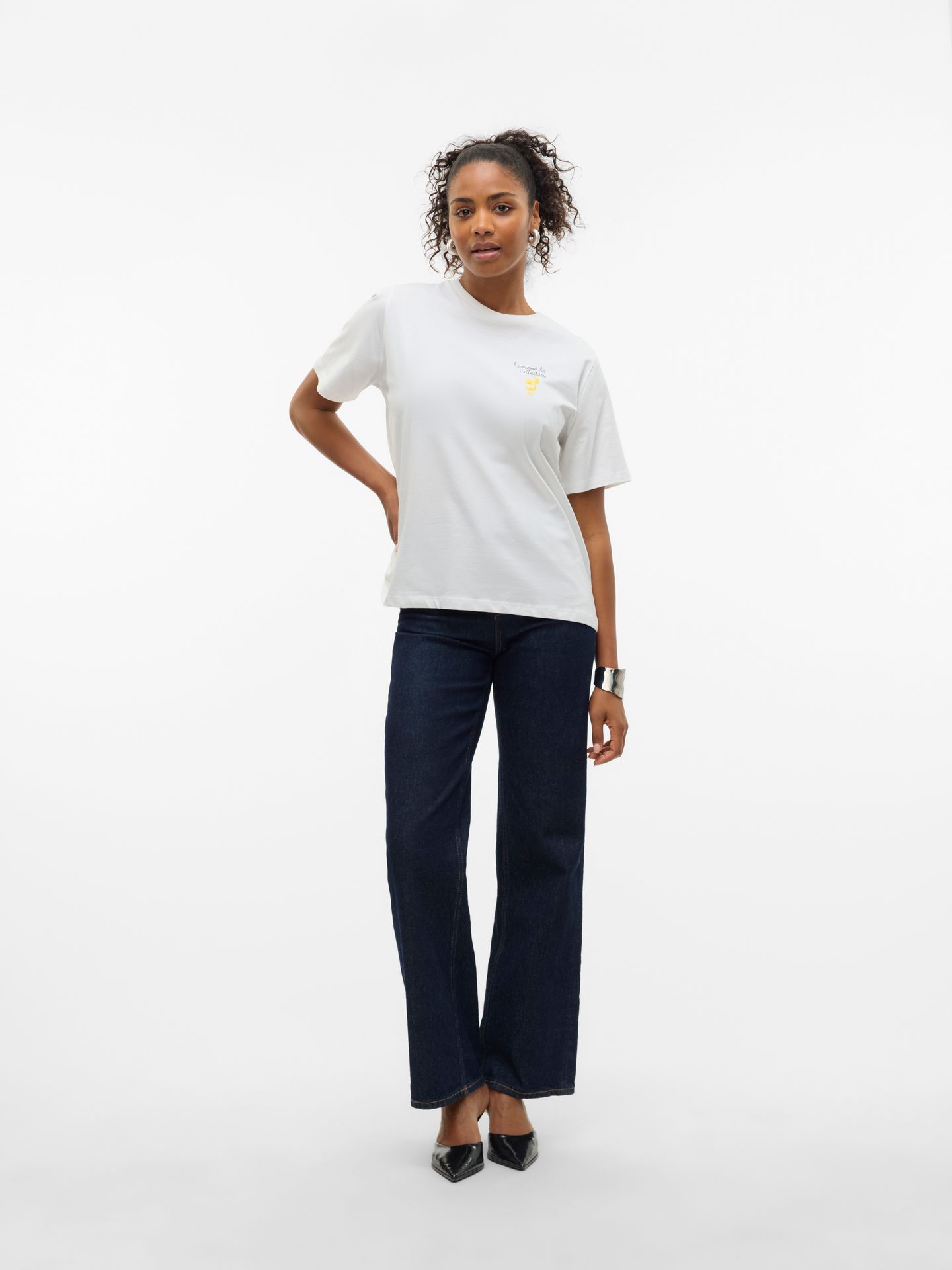 Vero Moda VMAYA CATY SS TOP BOX JRS GA Snow White/Lemonade 2900156564037