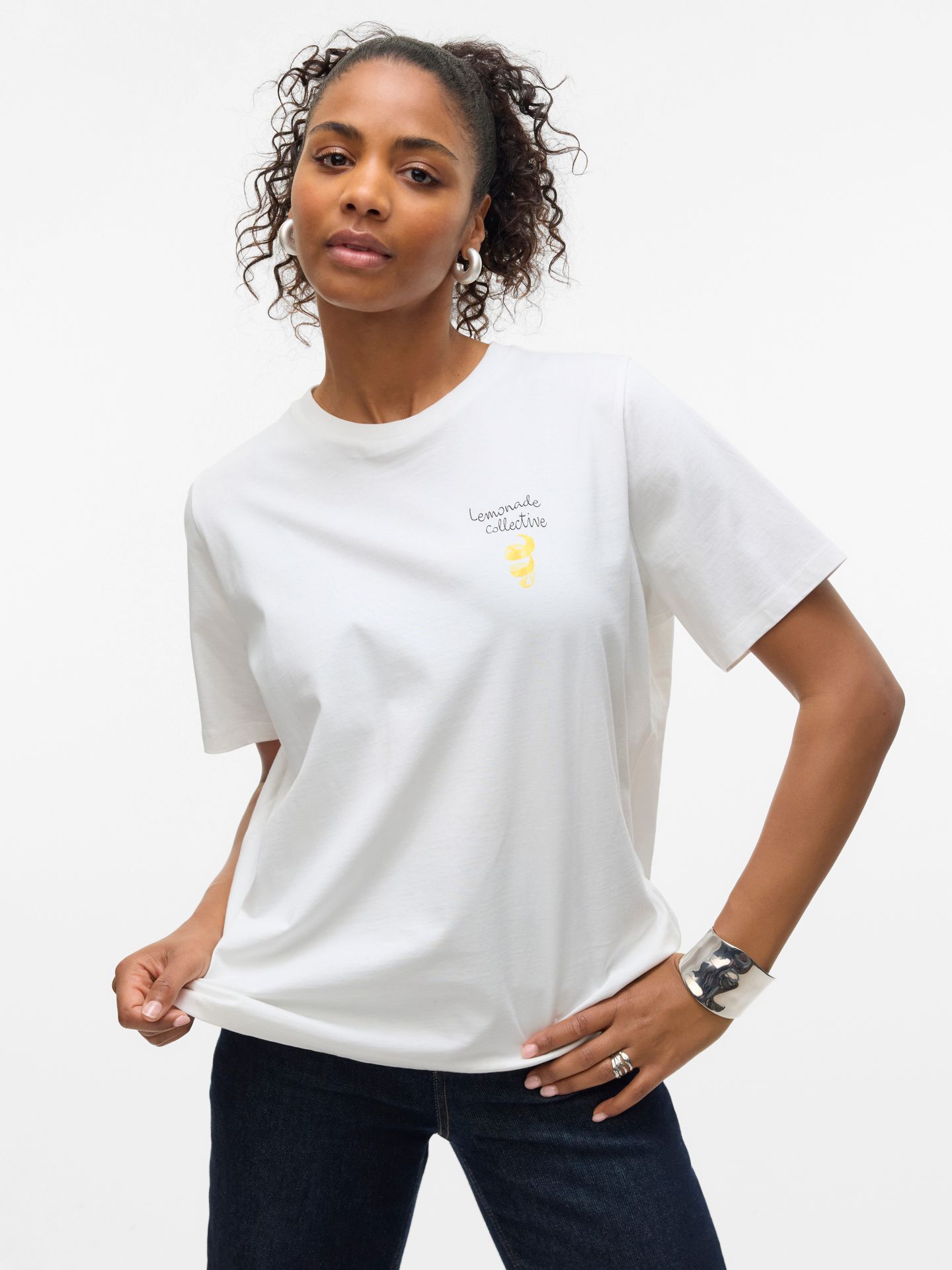 Vero Moda VMAYA CATY SS TOP BOX JRS GA Snow White/Lemonade 2900156564044