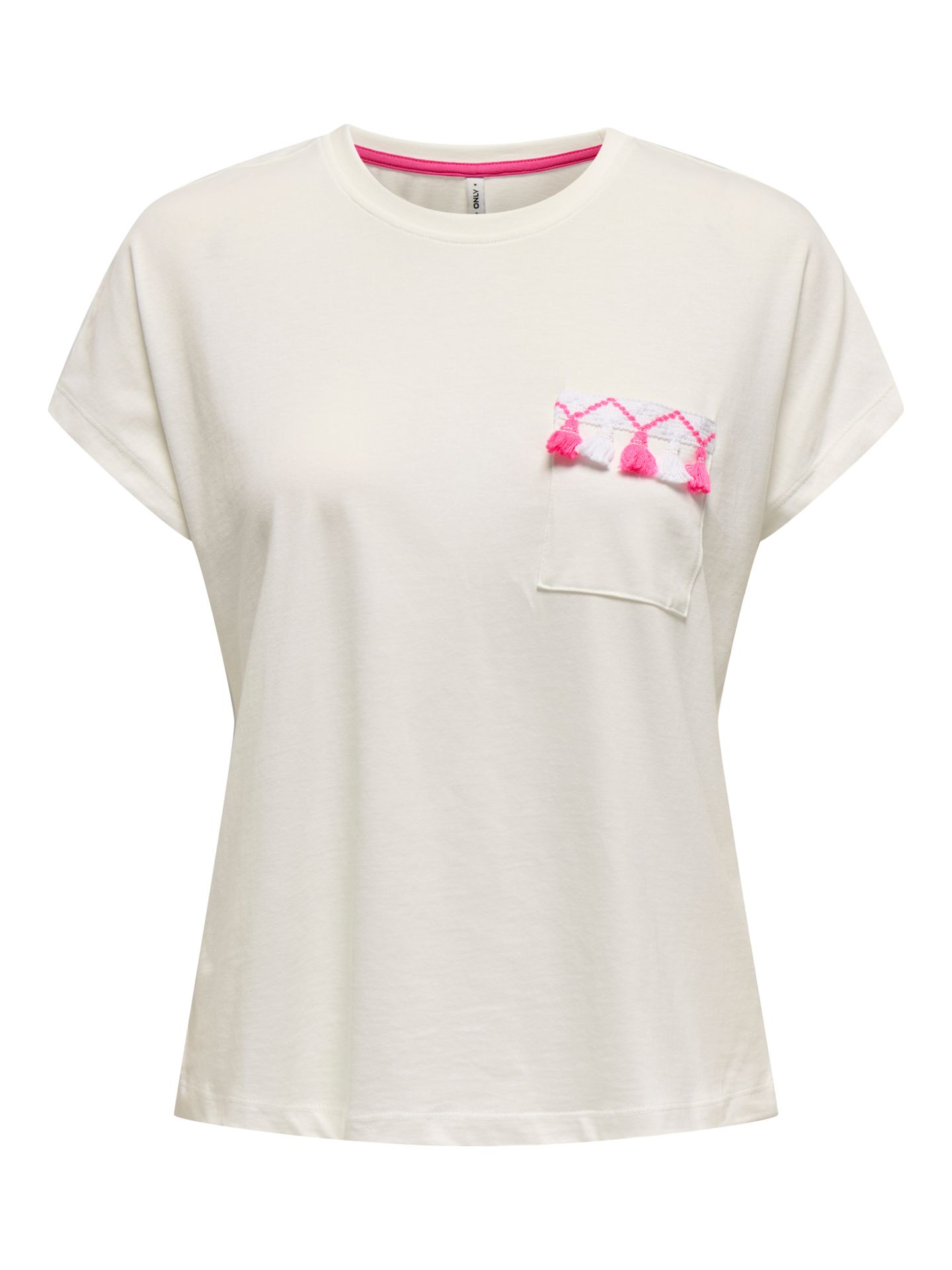 Only ONLJILL LIFE S/S TOP BOX JRS Cloud Dancer/Summer pocket (fuchsia 00113330-EKA26011400002867